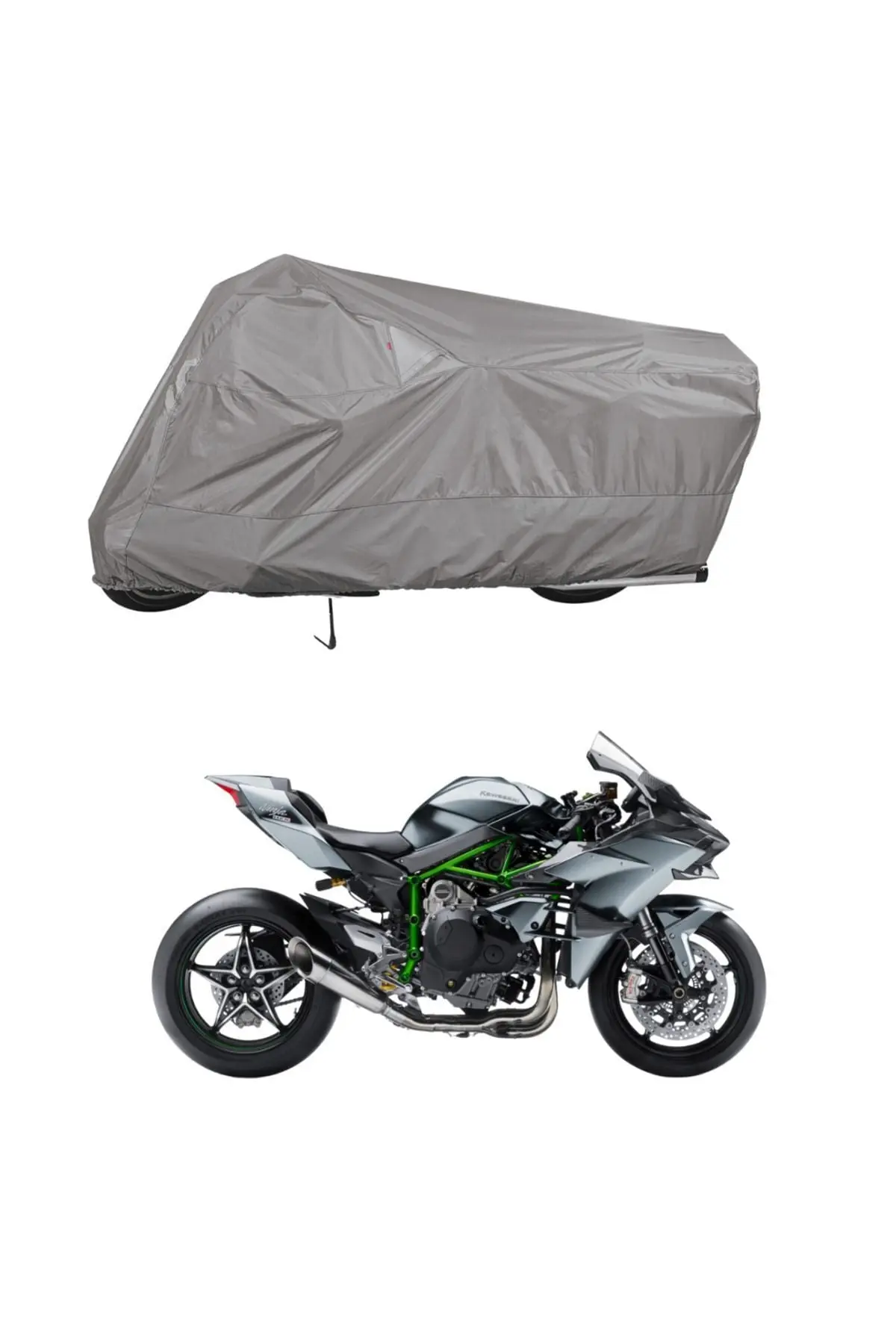 Kawsaki Ninja H2 Çantalı Bağlantı Tokalı Uyumlu Motosiklet Brandası – Su Geçirmez, UV Korumalı, Lastikli