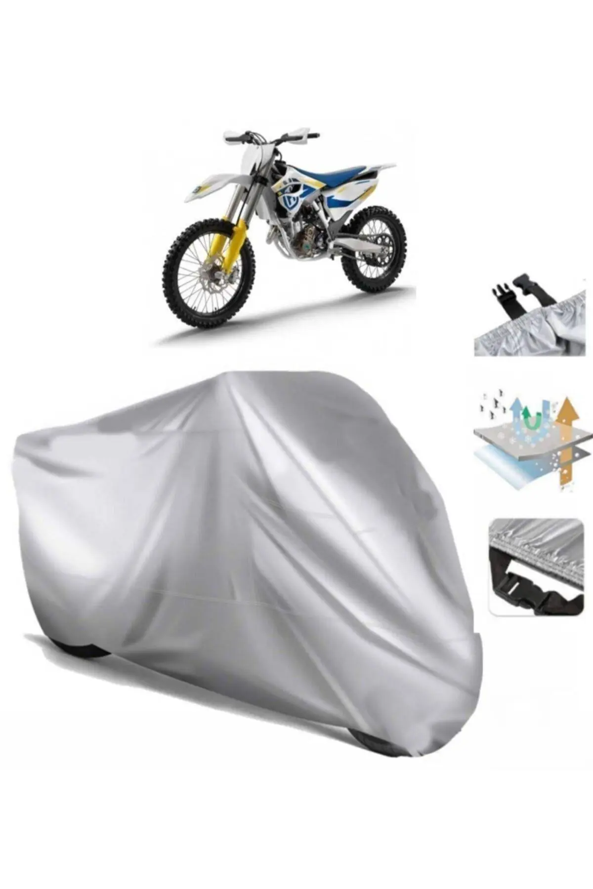 Husqvarna Fc 250 Arka Çanta (bağlantı Tokalı) Uyumlu Motosiklet Brandası – Su Geçirmez, UV Korumalı, Lastikli