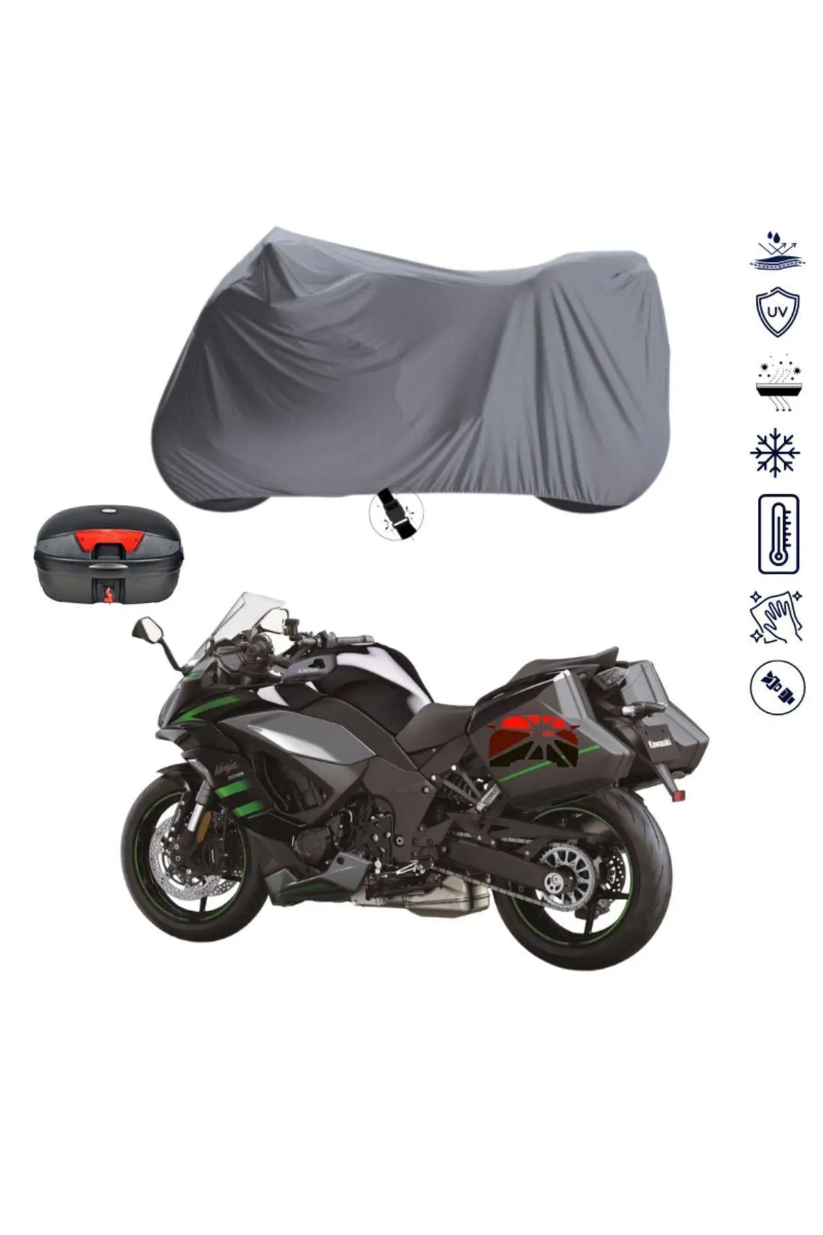 Kawasaki Z 1000 Sx Çantalı Bağlantı Tokalı Uyumlu Motosiklet Brandası – Su Geçirmez, UV Korumalı, Lastikli