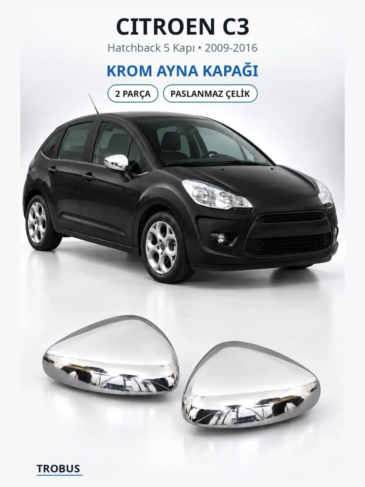 Citroen C3 krom ayna kapağı 1