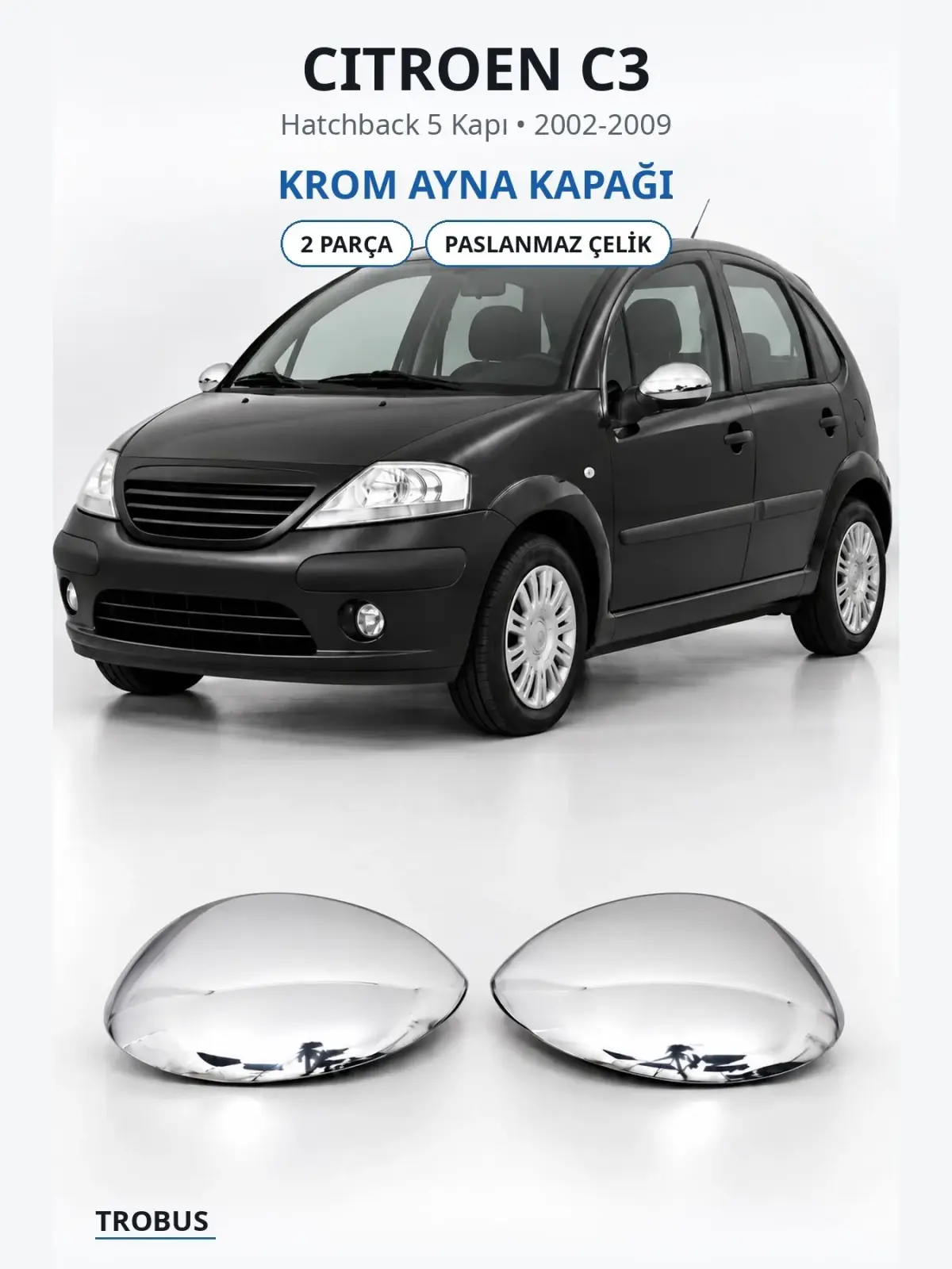 Citroen C3 krom ayna kapağı 1