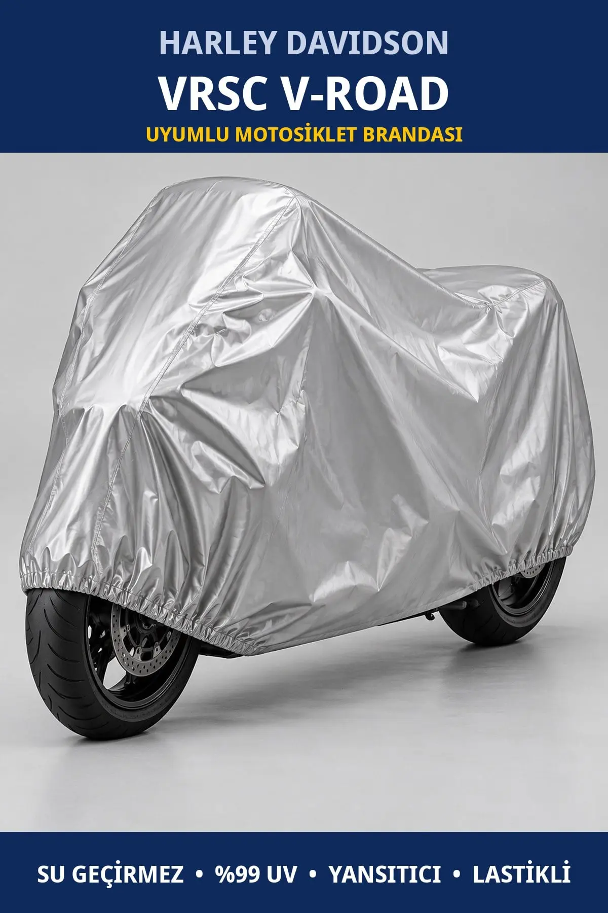 Harley Davidson VRSC V-Road Uyumlu Motosiklet Brandası – Su Geçirmez, UV Korumalı, Lastikli