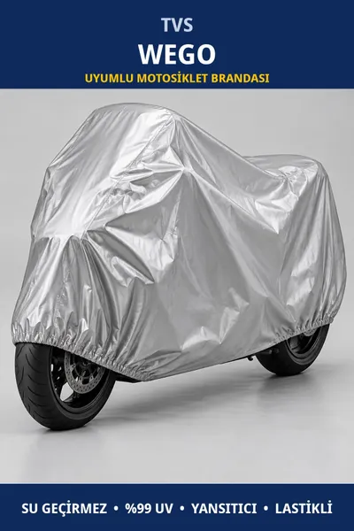 Tvs Wego Uyumlu Motosiklet Brandası – Su Geçirmez, UV Korumalı, Lastikli