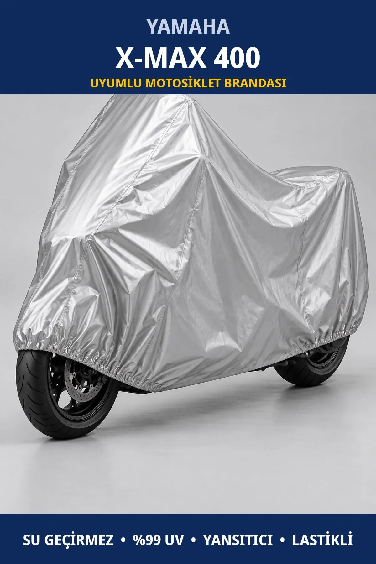 Yamaha X-Max 400 Uyumlu Motosiklet Brandası – Su Geçirmez, UV Korumalı, Lastikli