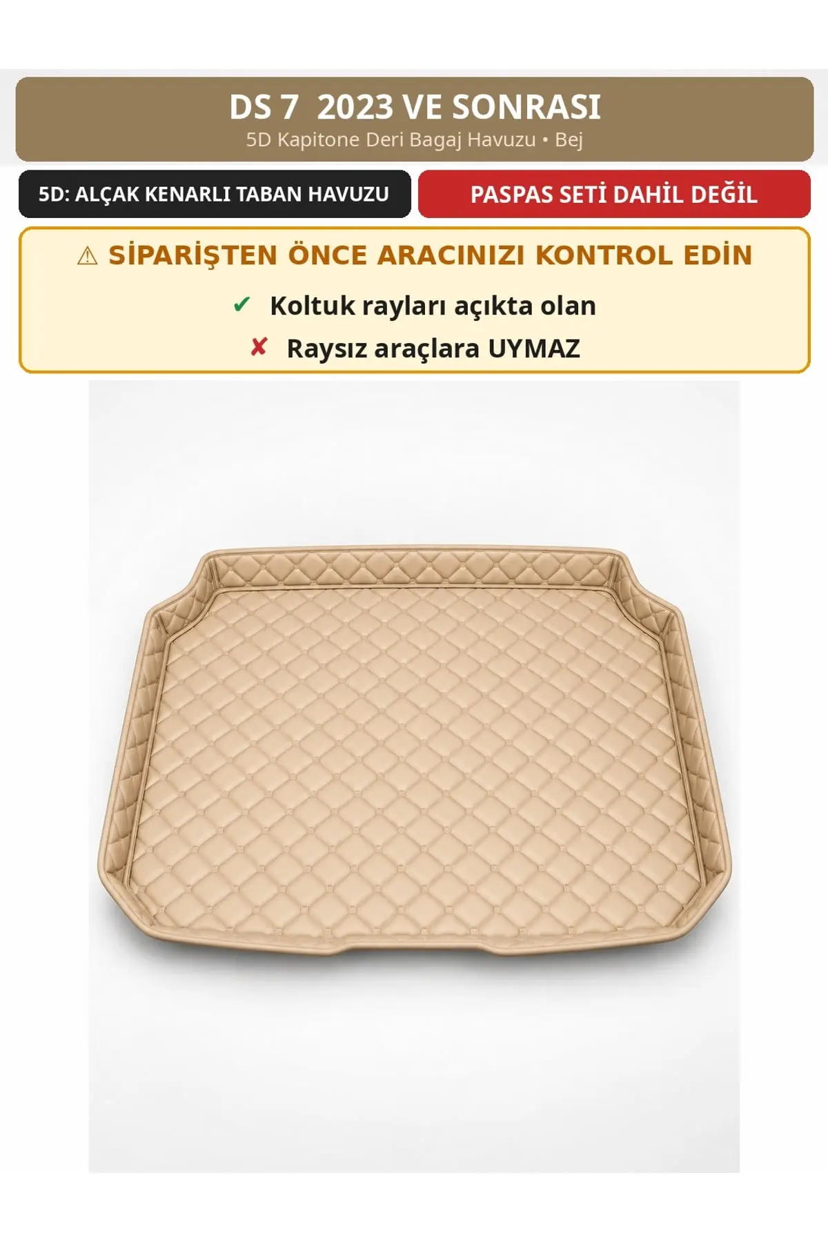 DS 7 2023+ 5D Kapitone Deri Bagaj Havuzu Bej (1)