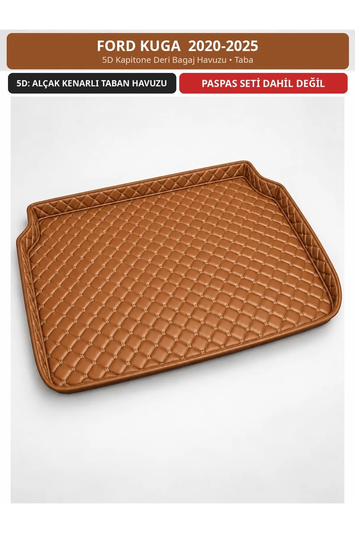 Ford Kuga 2020-2025 5D Kapitone Deri Bagaj Havuzu Taba (1)