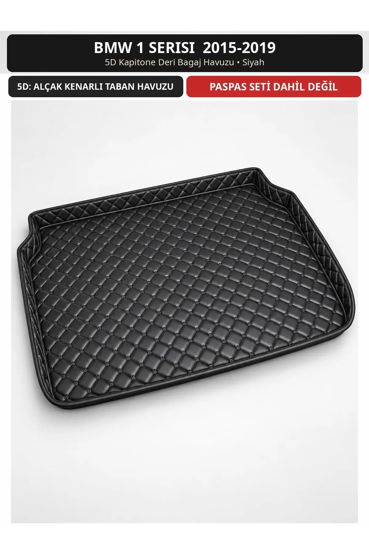 BMW 1 Serisi 2015-2019 Hatchback 5D Kapitone Deri Bagaj Havuzu Siyah (1)