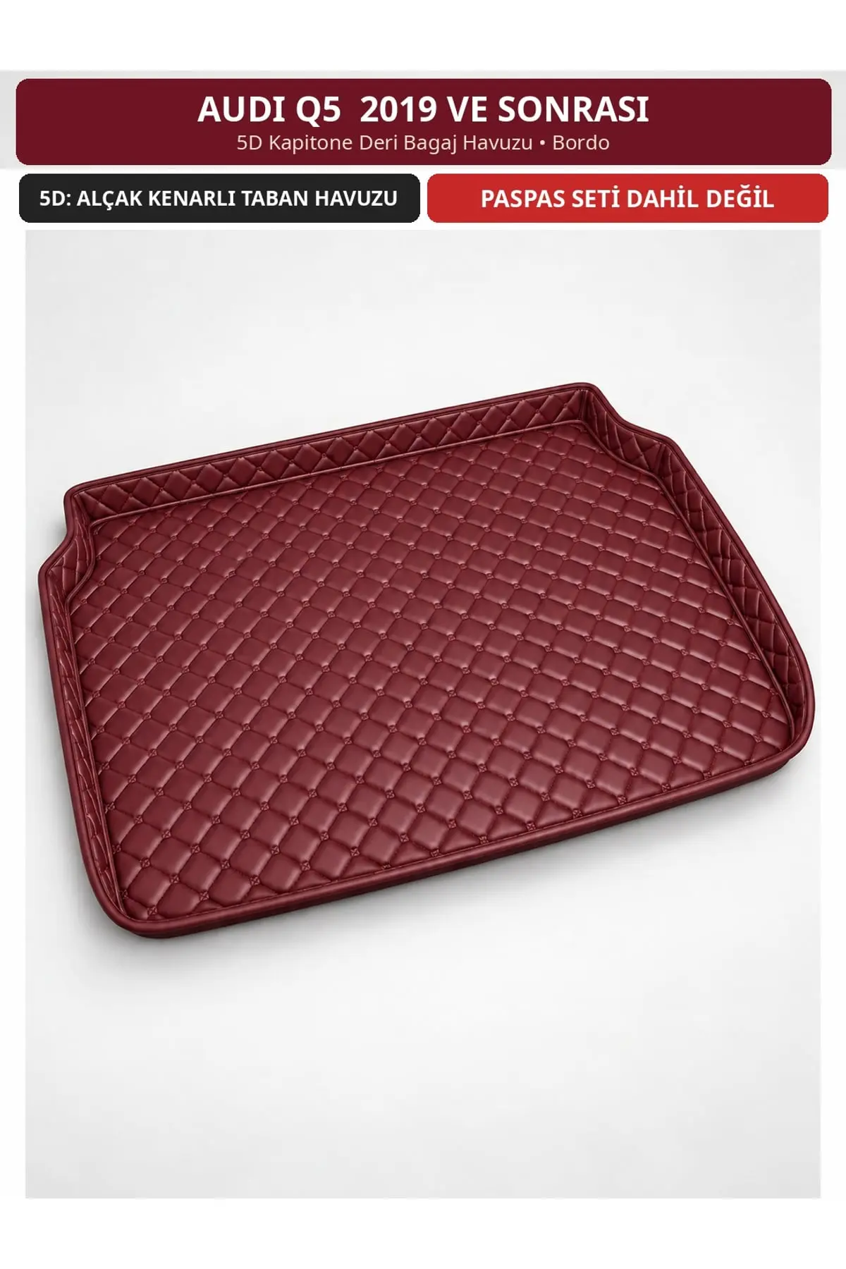 Audi Q5 2019+ 5D Kapitone Deri Bagaj Havuzu Bordo (1)
