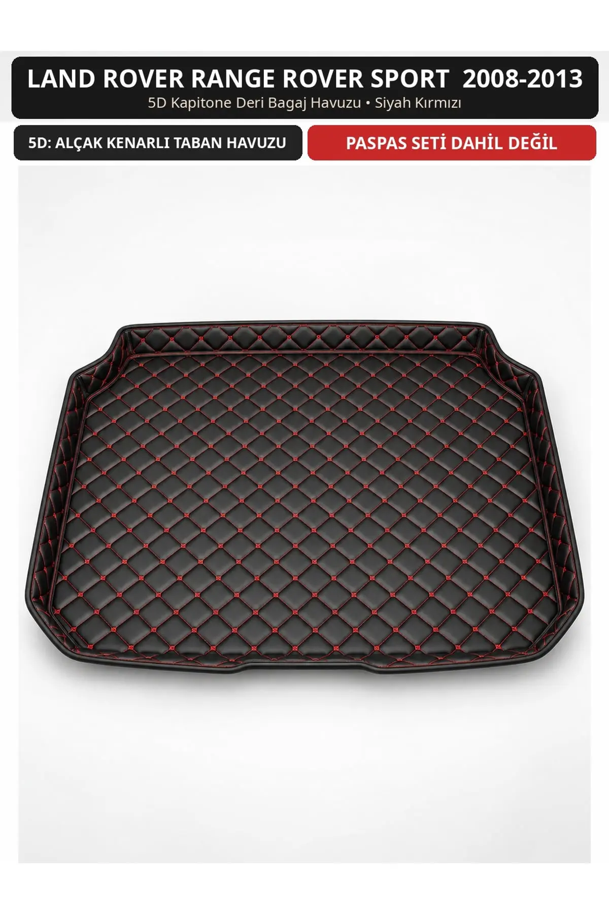 Land Rover Range Rover Sport 2008-2013 5D Kapitone Deri Bagaj Havuzu Siyah Kırmızı (1)