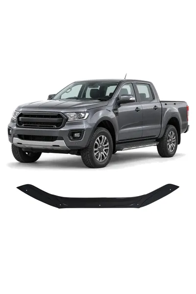Ford Ranger Geniş 2015 ve Sonrası Uyumlu Kaput Rüzgarlığı Ön Kaput Koruma ABS Parlak Siyah