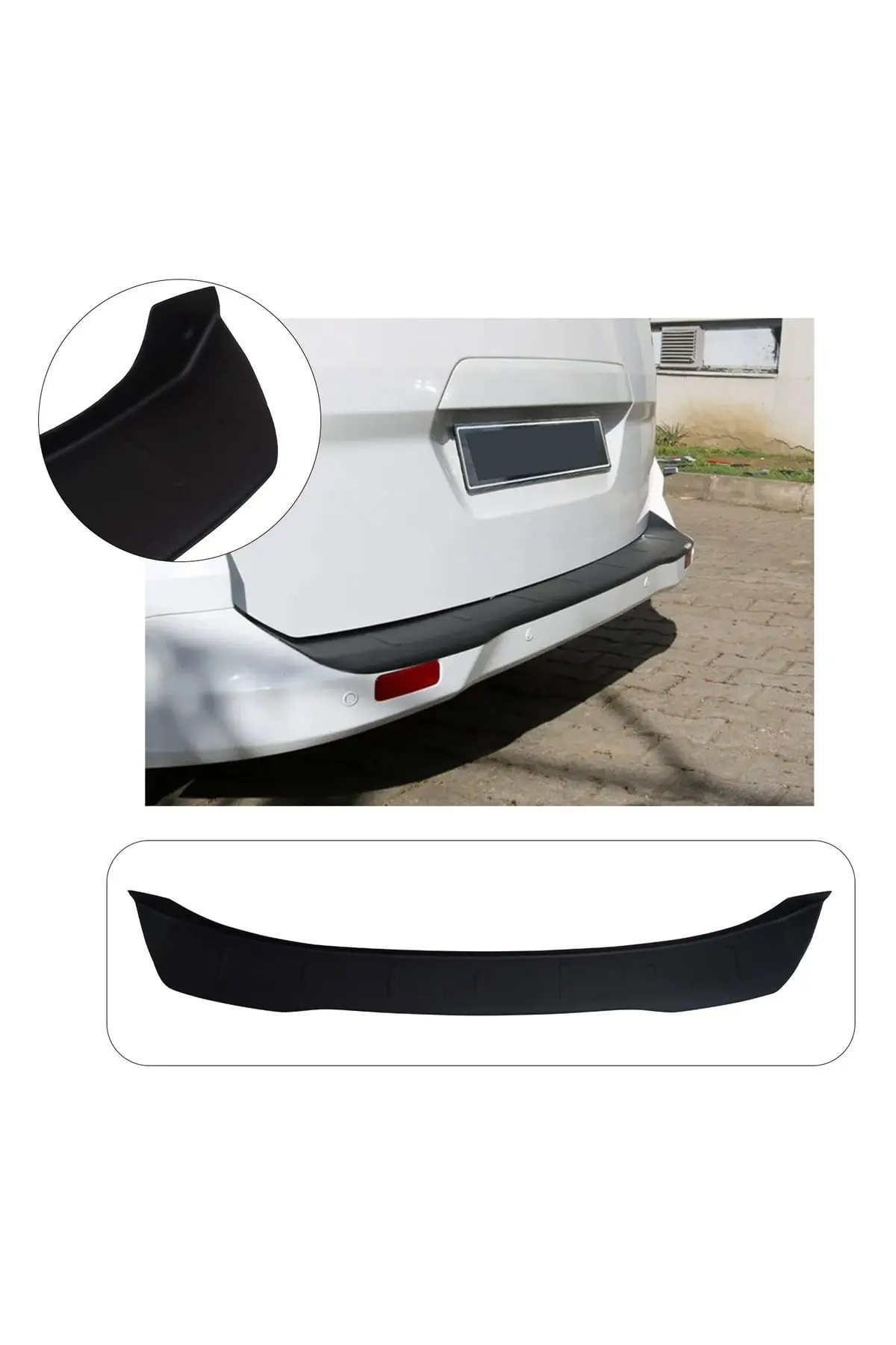 Ford Courier 2014-2023 Uyumlu Arka Tampon Eşiği Koruma ABS Mat Siyah (1)