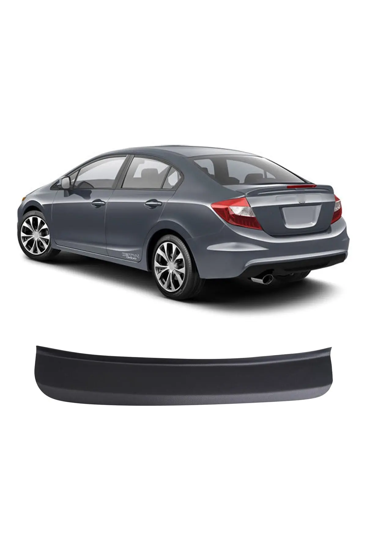 Honda Civic 2012-2015 Uyumlu Arka Tampon Eşiği Koruma ABS Mat Siyah (1)