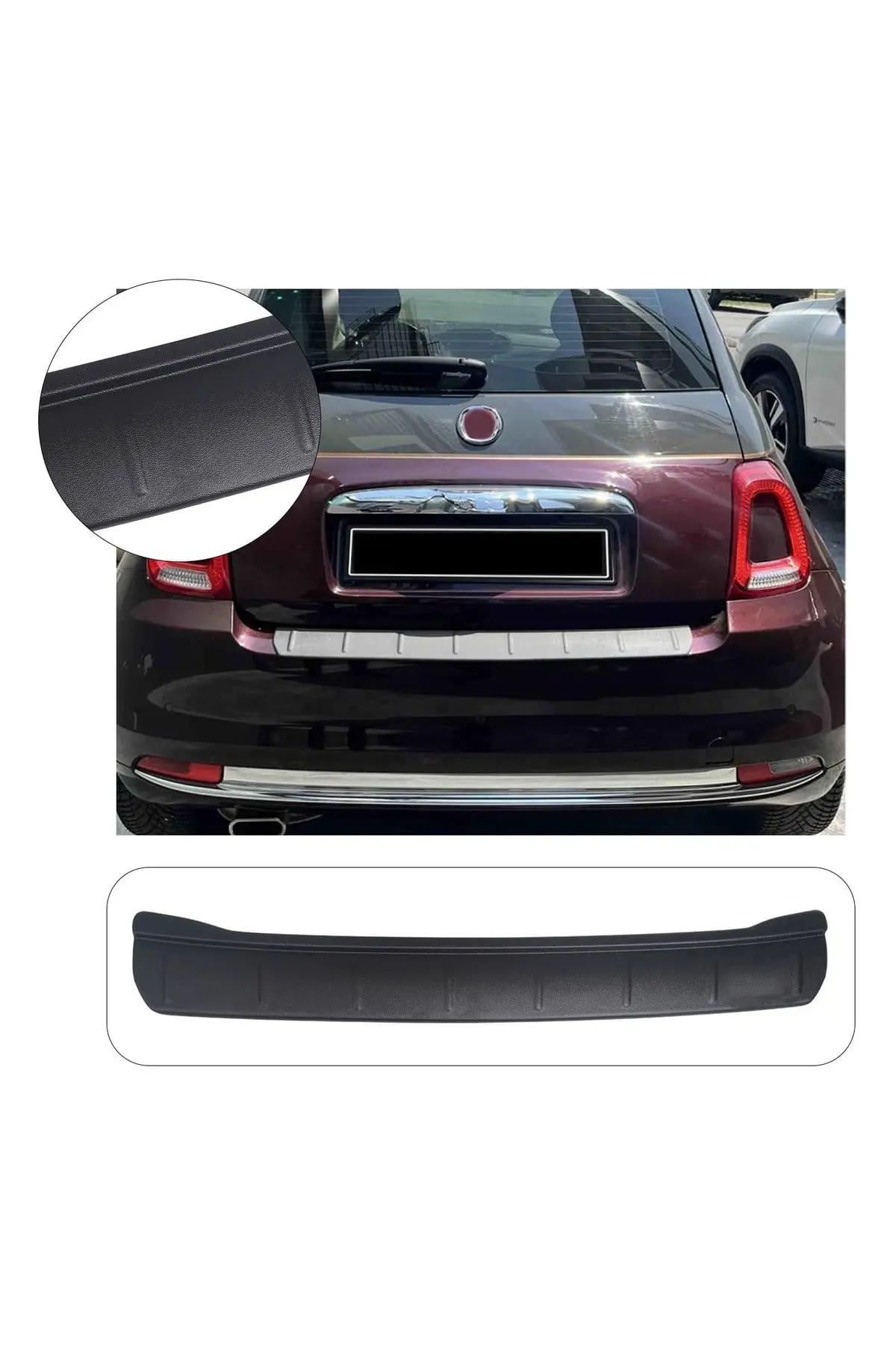 Fiat 500 2016 ve Sonrası Uyumlu Arka Tampon Eşiği Koruma ABS Parlak Siyah (1)