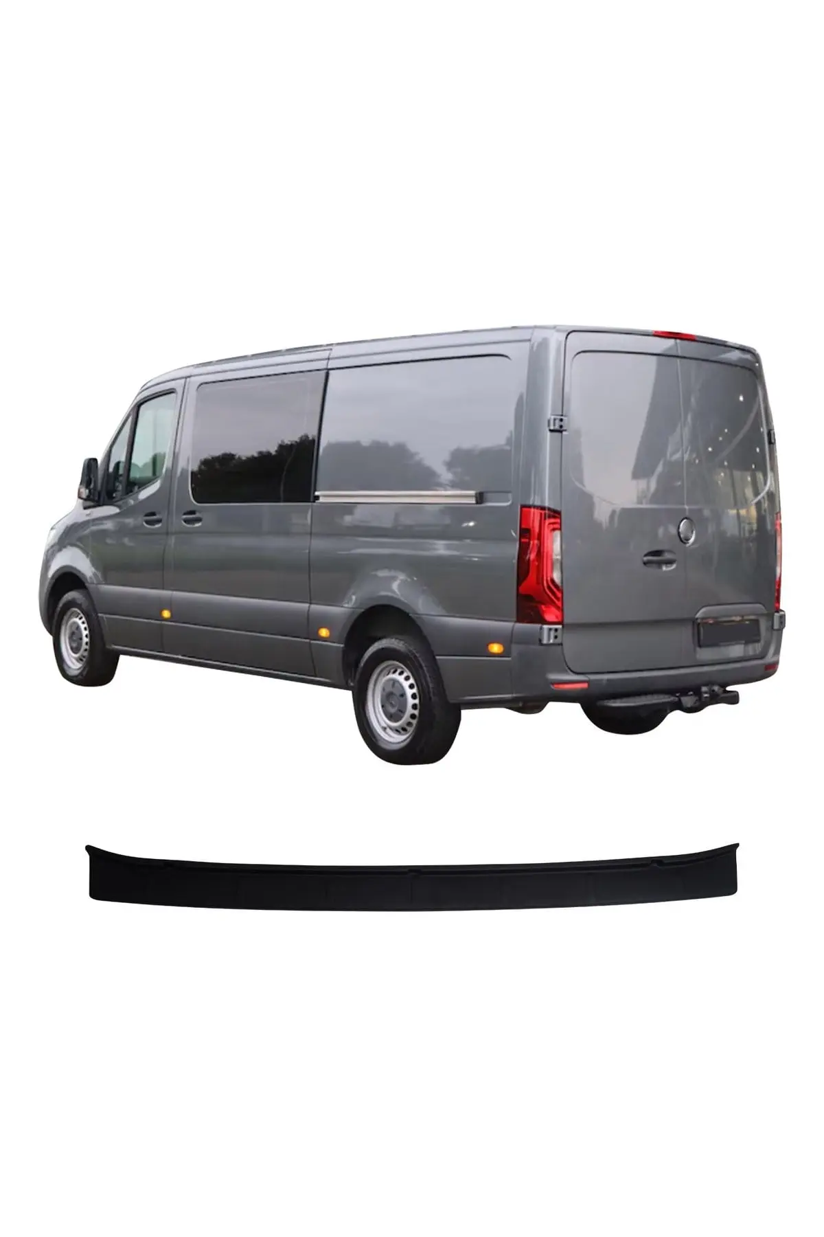Mercedes-Benz Sprinter W907 2018 ve Sonrası Uyumlu Arka Tampon Eşiği Koruma ABS Parlak Siyah (1)