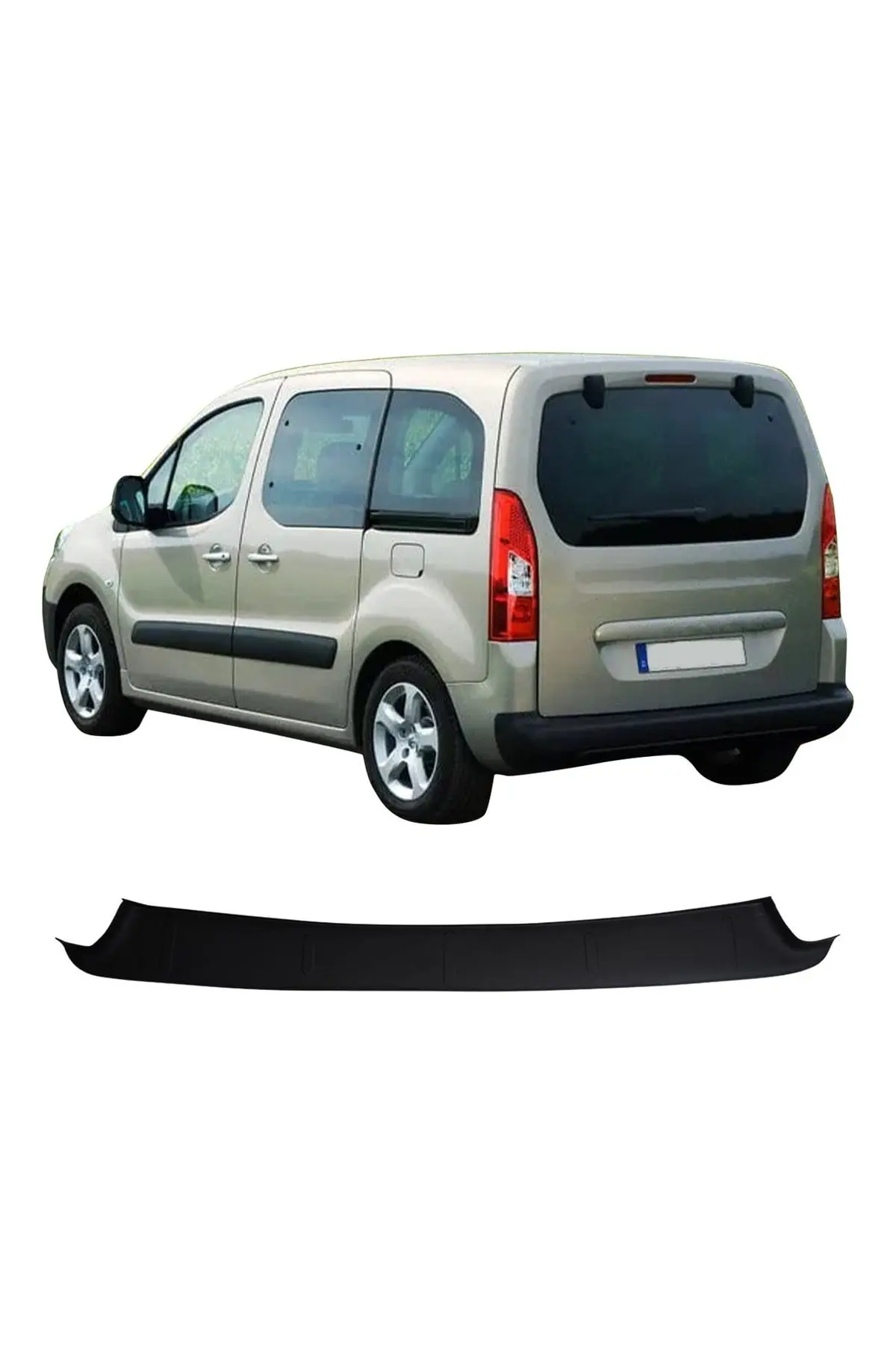 Peugeot Partner Tepee 2009-2015 Uyumlu Arka Tampon Eşiği Koruma ABS Parlak Siyah (1)