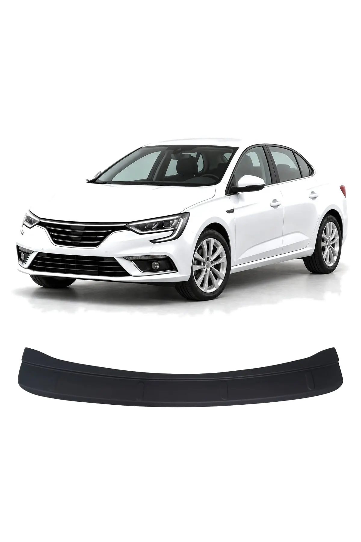 Renault Megane 4 Sedan 2016 ve Sonrası Uyumlu Arka Tampon Eşiği Koruma ABS Parlak Siyah (1)