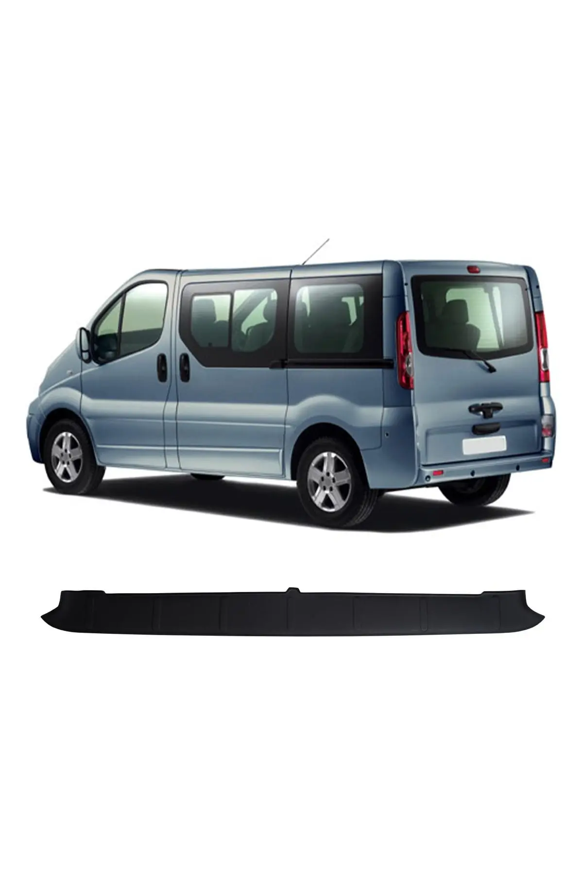 Renault Trafic 2001-2014 Uyumlu Arka Tampon Eşiği Koruma ABS Parlak Siyah (1)