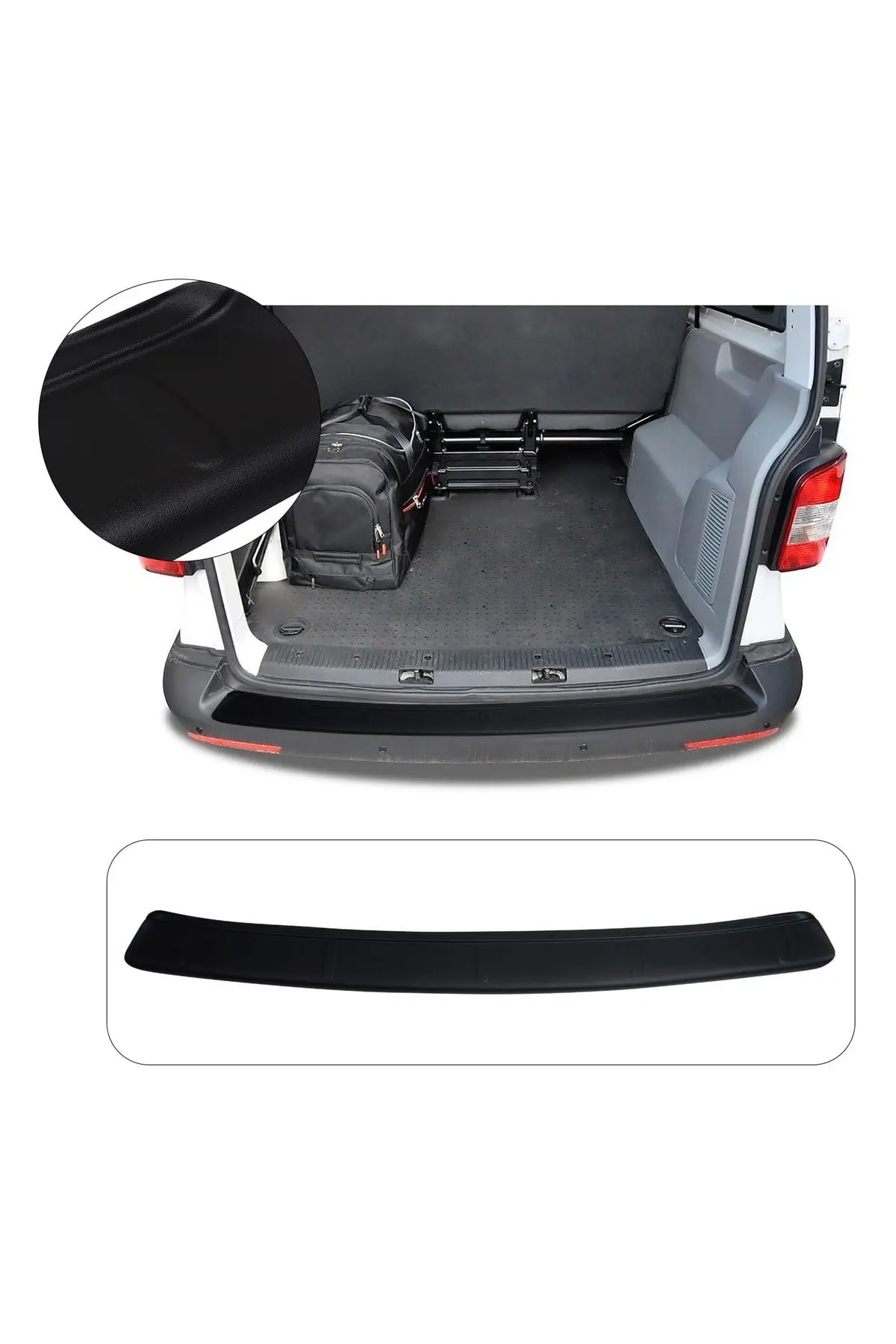 Volkswagen Transporter T5 2003-2009 Uyumlu Arka Tampon Eşiği Koruma ABS Parlak Siyah (1)