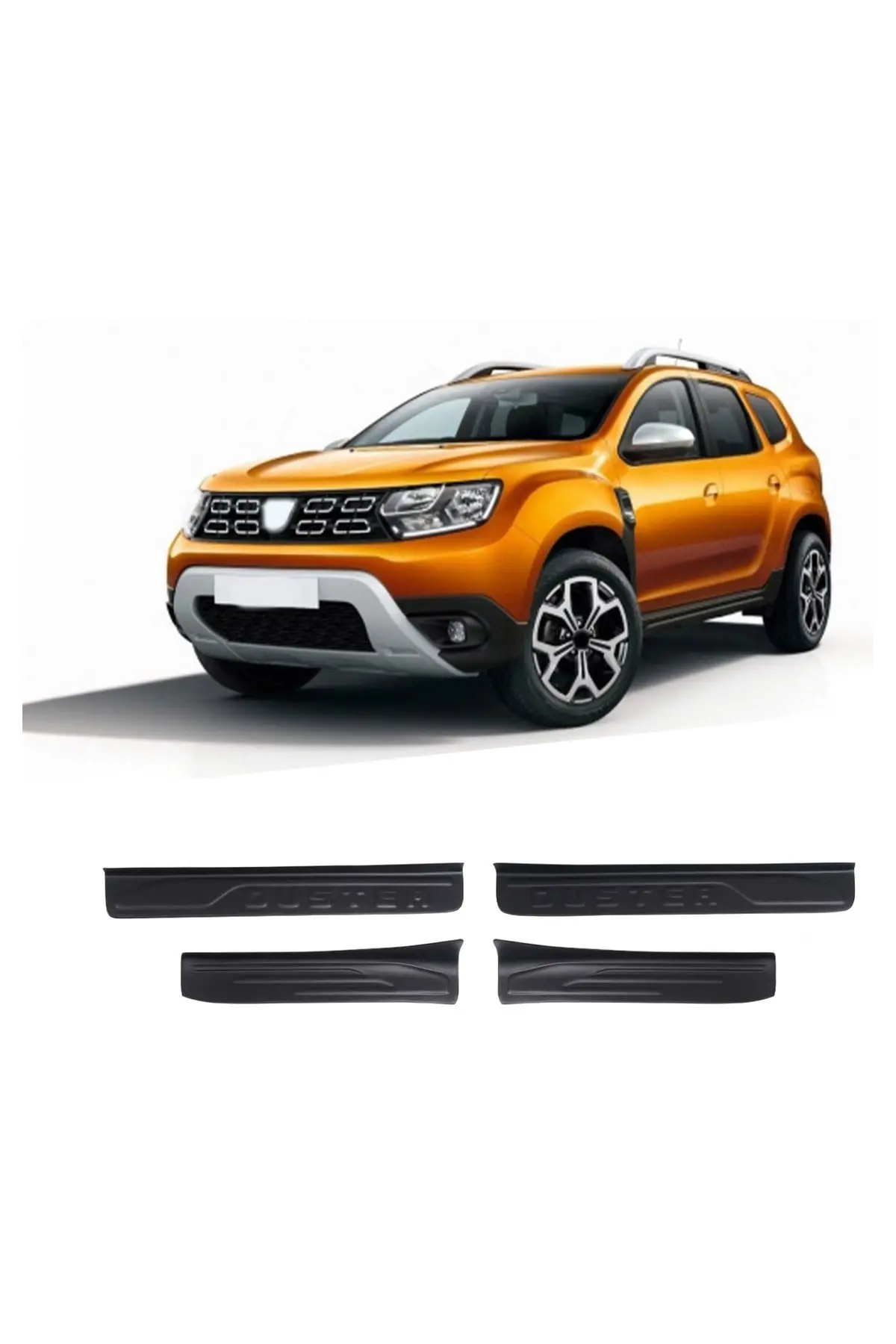 Dacia Duster 2018-2024 Uyumlu Kapı Eşiği Koruma ABS 4 Parça Duster Yazılı Parlak Siyah (1)