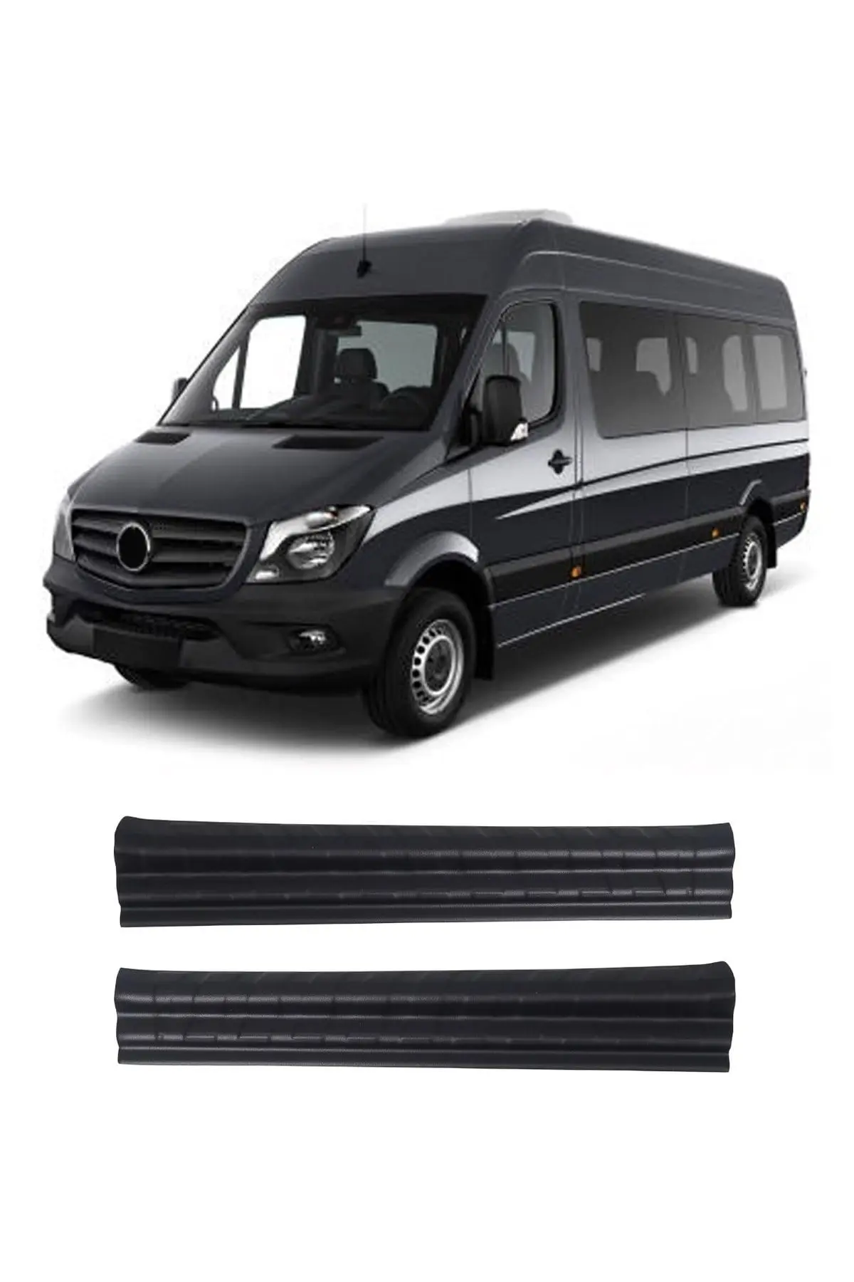 Mercedes-Benz Sprinter W906 2006-2012 Uyumlu Kapı Eşiği Koruma ABS 2 Parça Parlak Siyah (1)