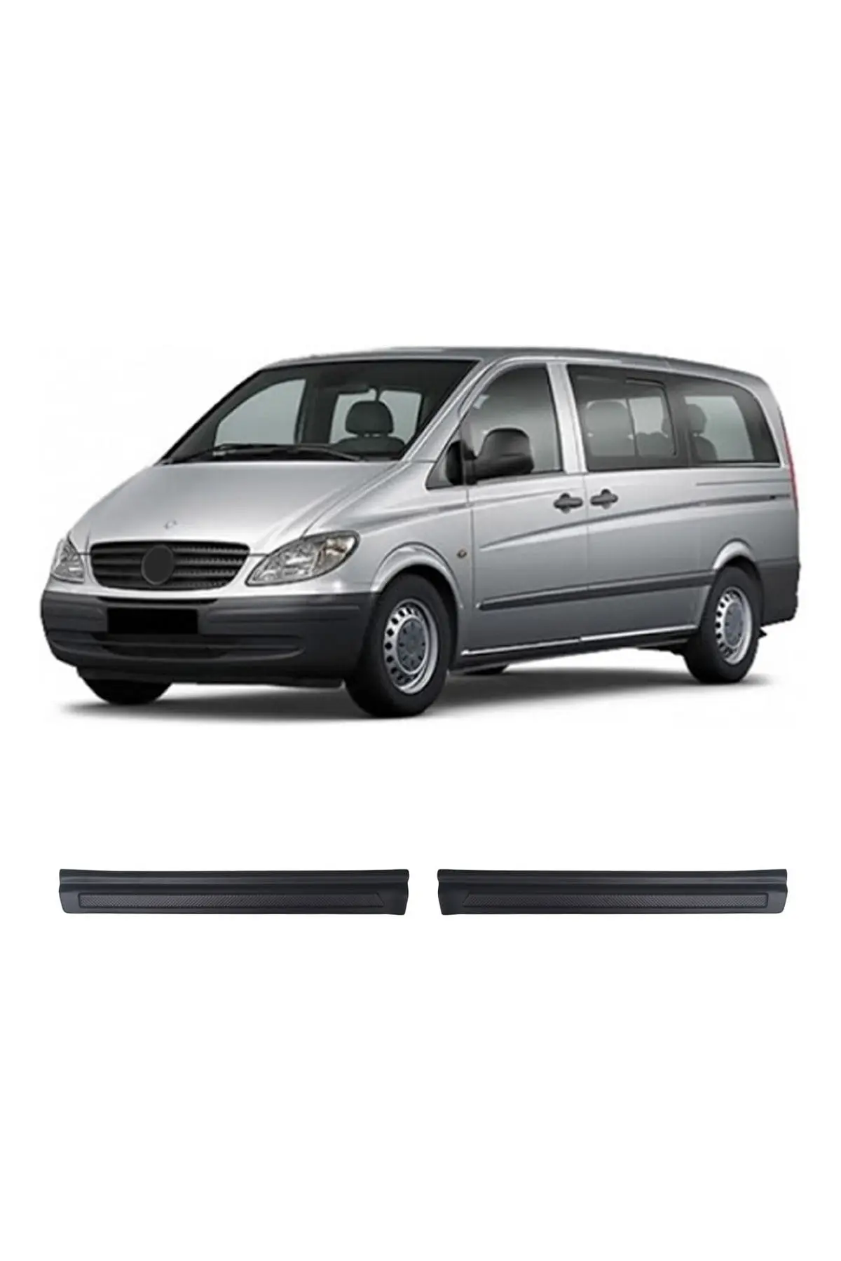 Mercedes-Benz Vito W639 2004-2010 Uyumlu Kapı Eşiği Koruma ABS 2 Parça Parlak Siyah (1)