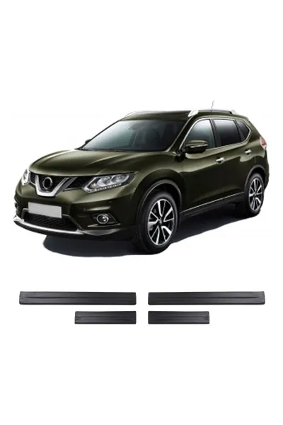 Nissan X-Trail 2017-2021 Uyumlu Kapı Eşiği Koruma ABS 4 Parça Parlak Siyah