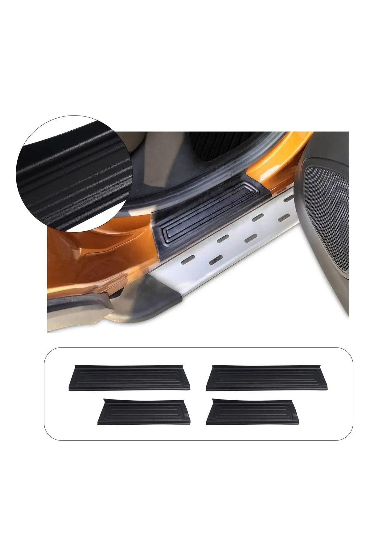 Renault Captur 2013-2019 Uyumlu Kapı Eşiği Koruma ABS 4 Parça Parlak Siyah (1)
