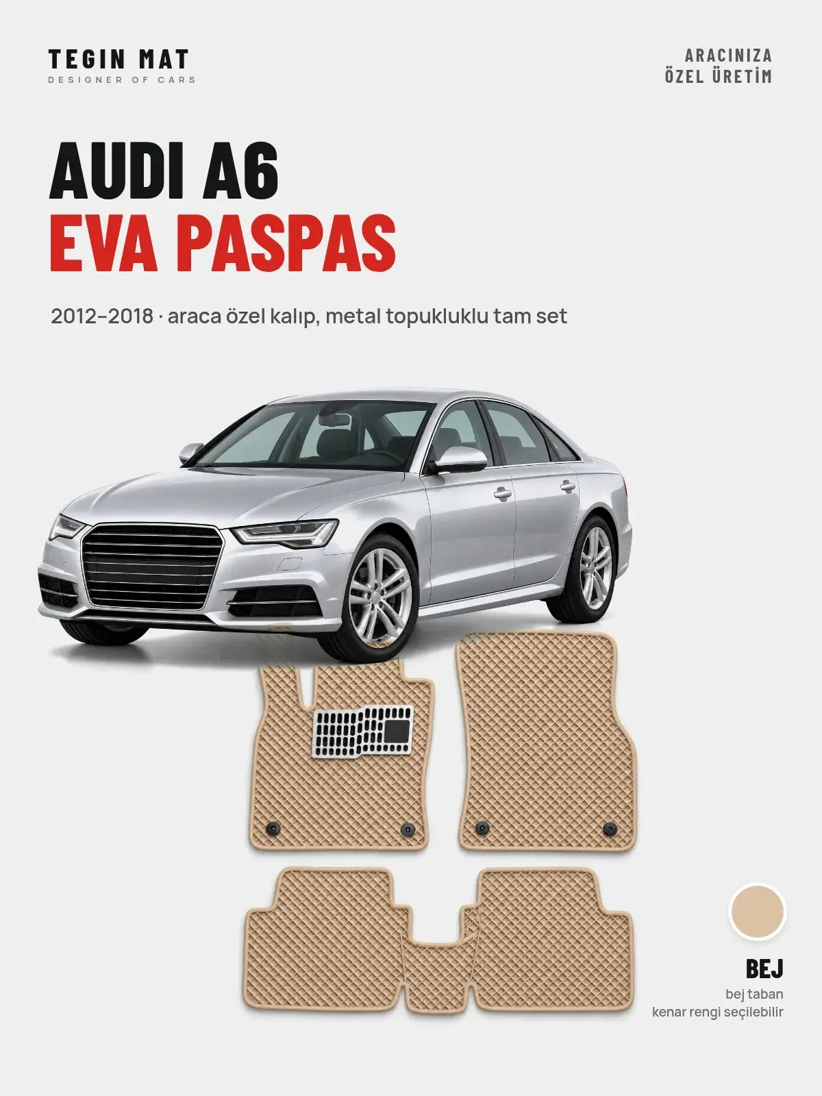 Audi A6 EVA Oto Paspas Tam Set (2012–2018) Bej – Araca Özel Kalıp (1)