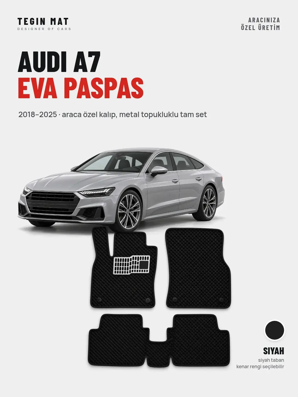 Audi A7 EVA Oto Paspas Tam Set (2018–2025) Siyah – Araca Özel Kalıp (1)