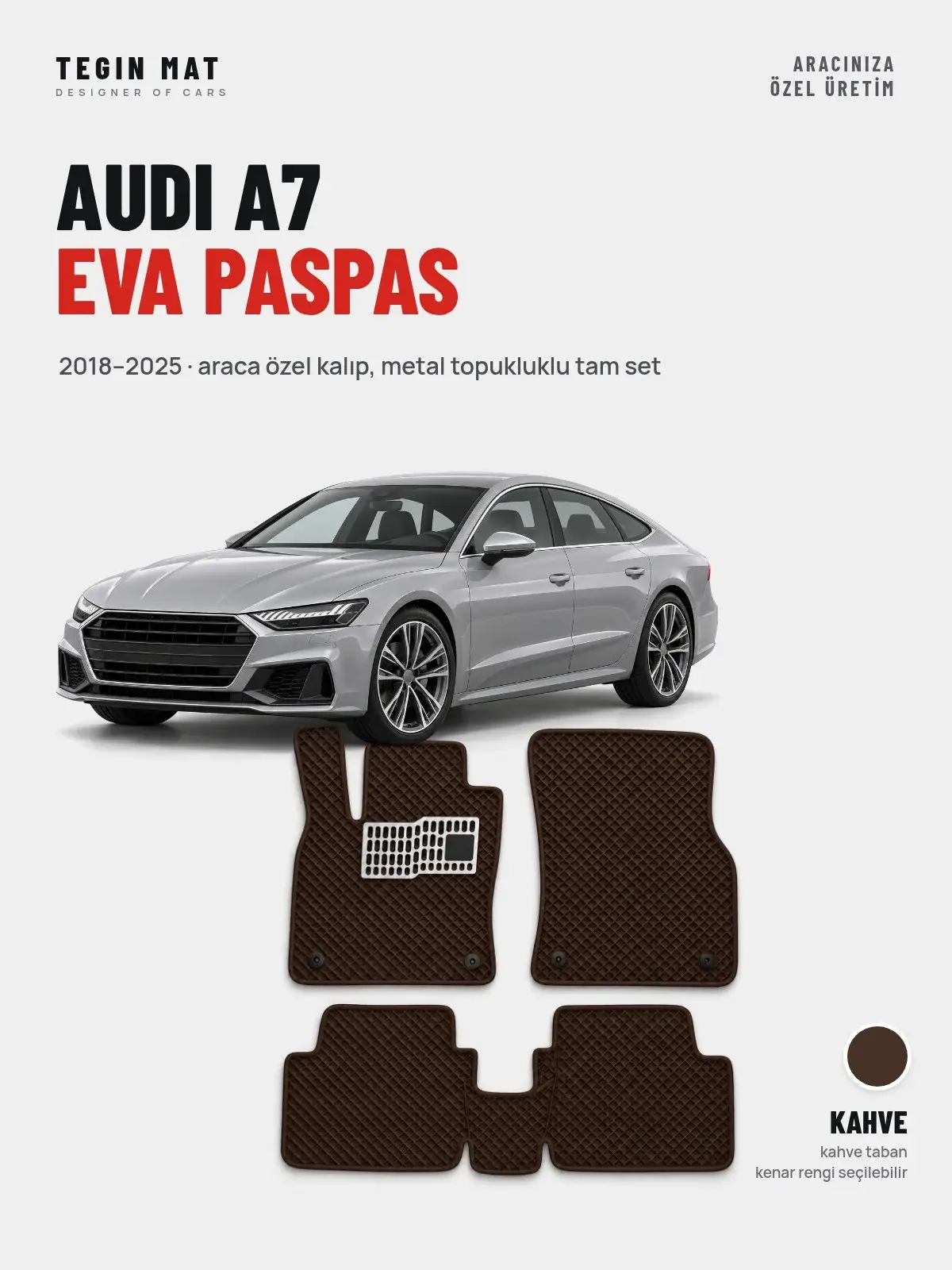 Audi A7 EVA Oto Paspas Tam Set (2018–2025) Kahve – Araca Özel Kalıp (1)