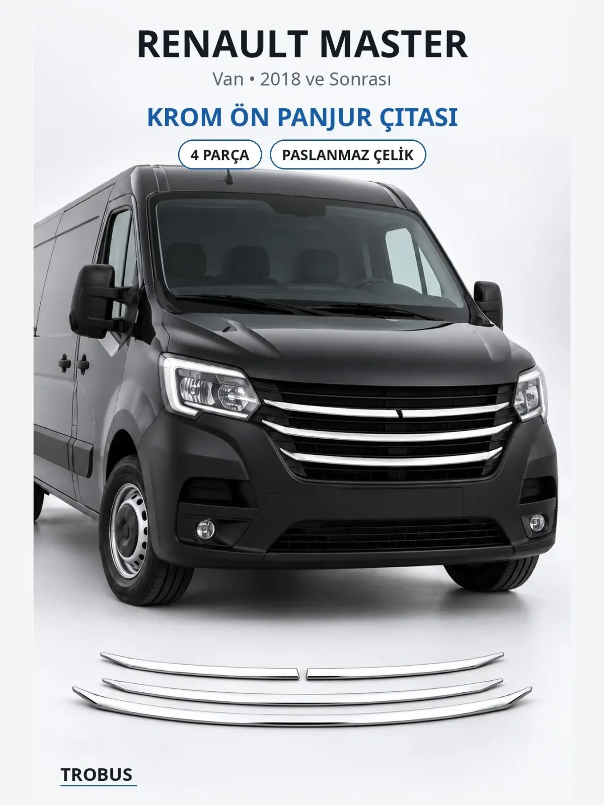 Renault Master krom ön panjur çıtası 1