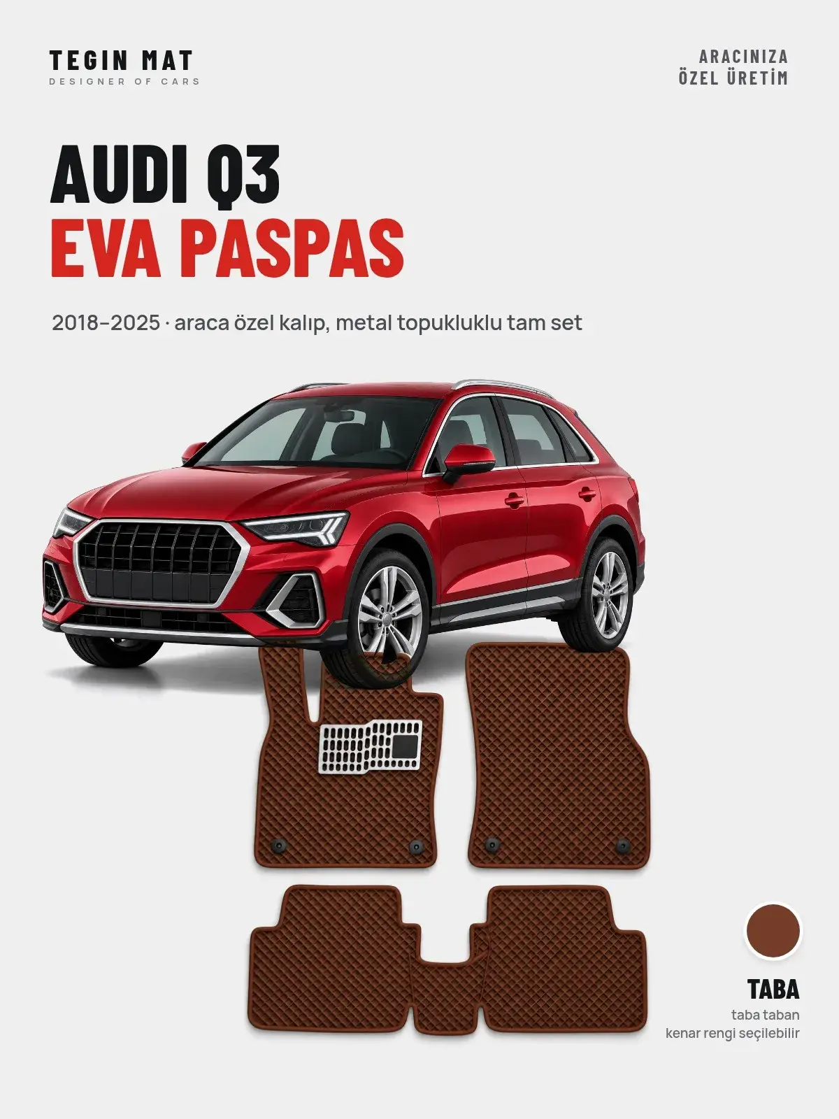 Audi Q3 EVA Oto Paspas Tam Set (2018–2025) Taba – Araca Özel Kalıp (1)