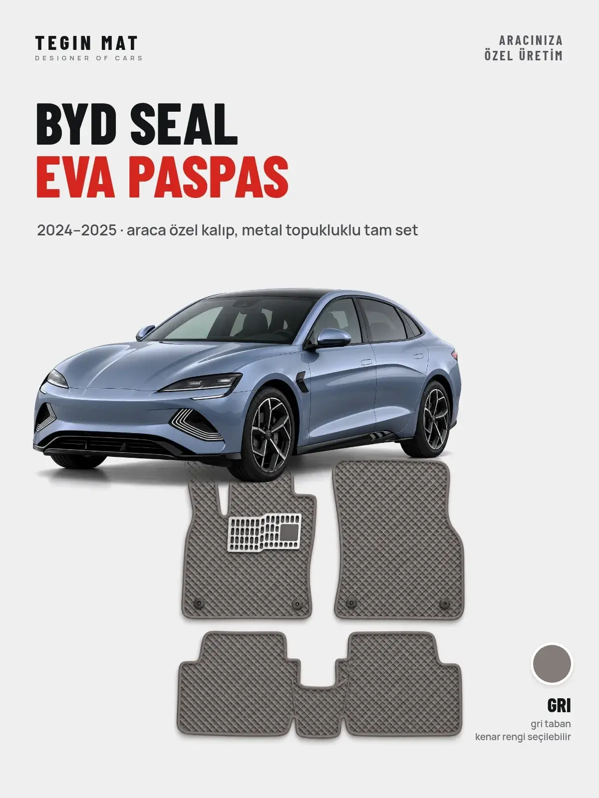 BYD Seal EVA Oto Paspas Tam Set (2024–2025) Gri – Araca Özel Kalıp (1)
