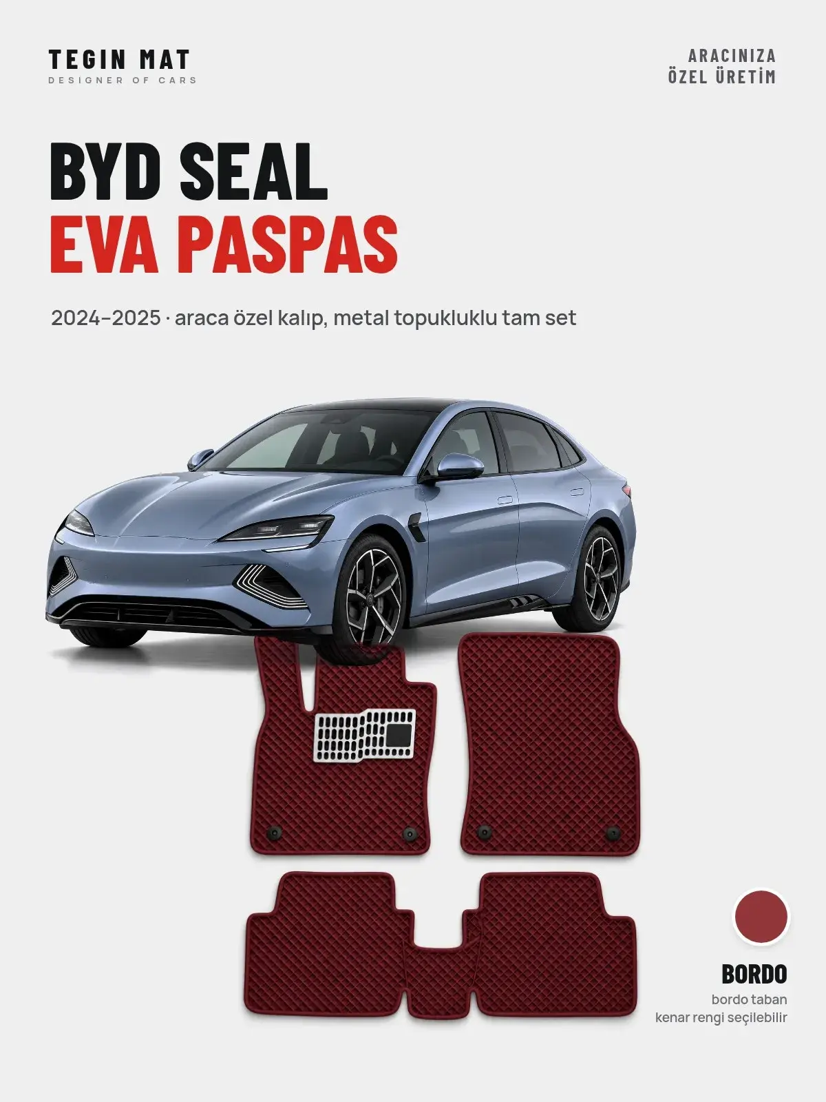 BYD Seal EVA Oto Paspas Tam Set (2024–2025) Bordo – Araca Özel Kalıp (1)
