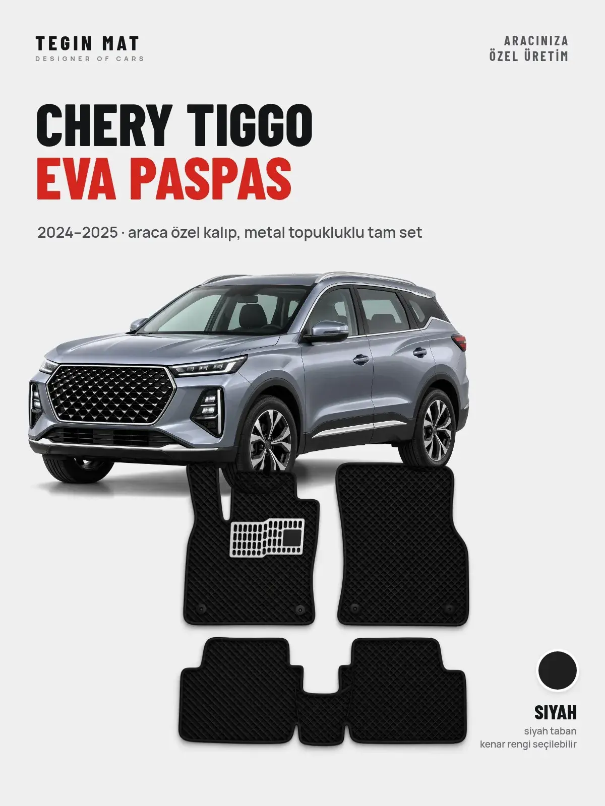 Chery Tiggo EVA Oto Paspas Tam Set (2024–2025) Siyah – Araca Özel Kalıp (1)