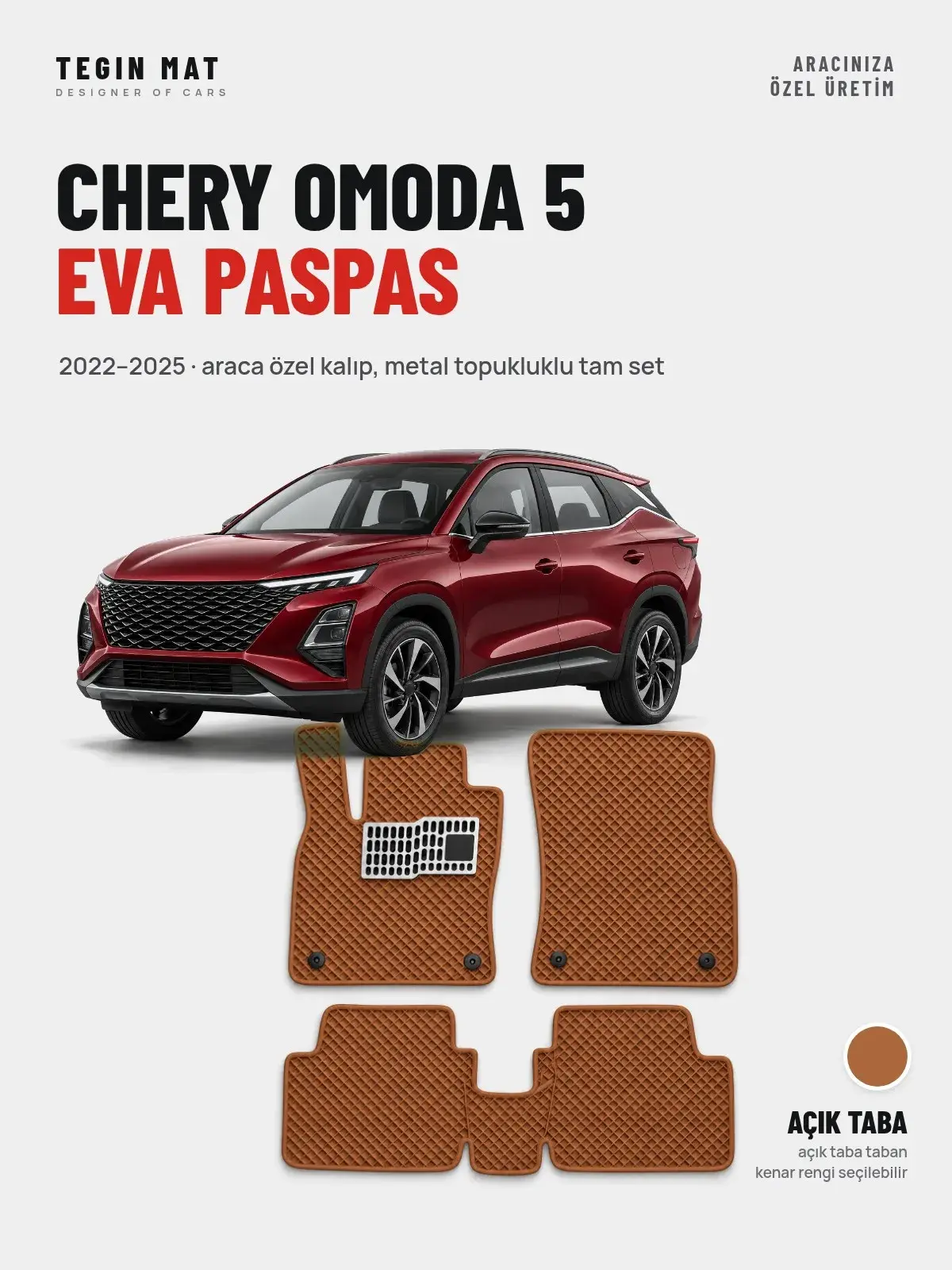 Chery Omoda 5 EVA Oto Paspas Tam Set (2022–2025) Açık Taba – Araca Özel Kalıp (1)