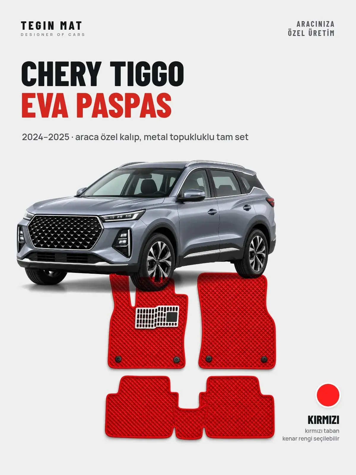 Chery Tiggo EVA Oto Paspas Tam Set (2024–2025) Kırmızı – Araca Özel Kalıp (1)