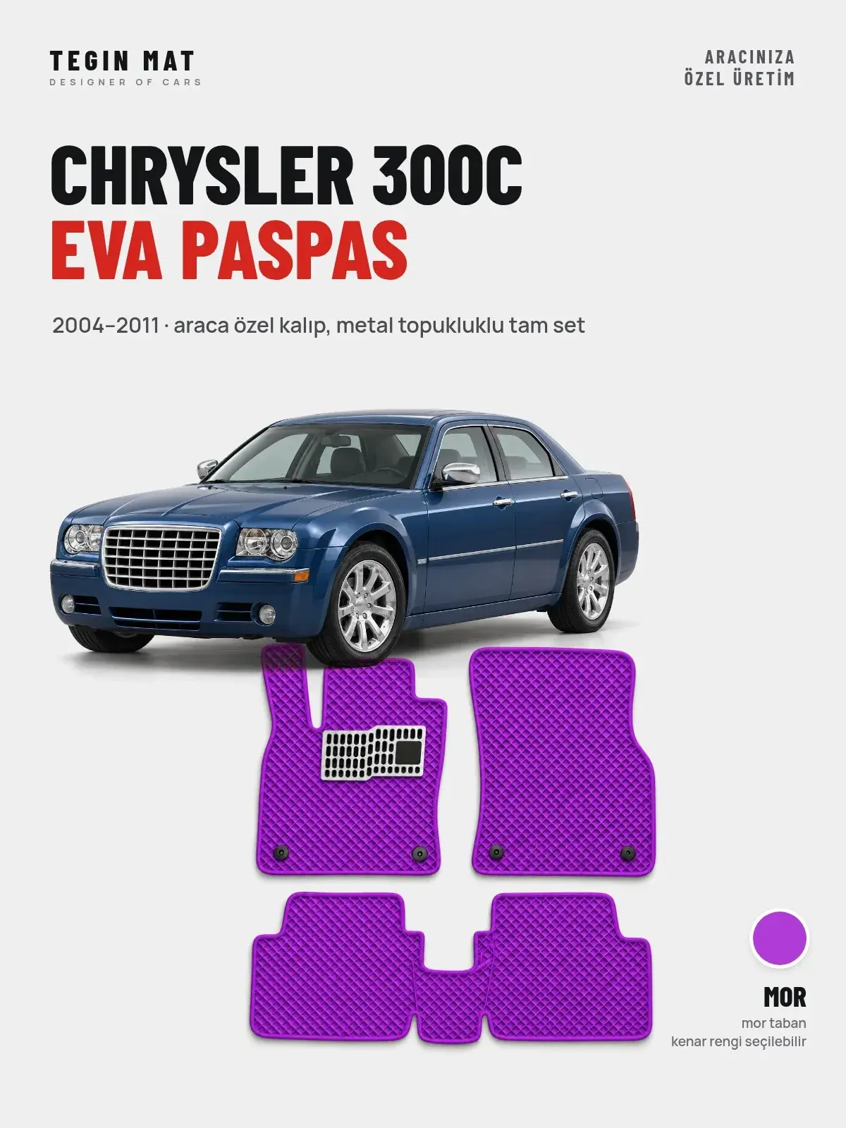 Chrysler 300C EVA Oto Paspas Tam Set (2004–2011) Mor – Araca Özel Kalıp (1)