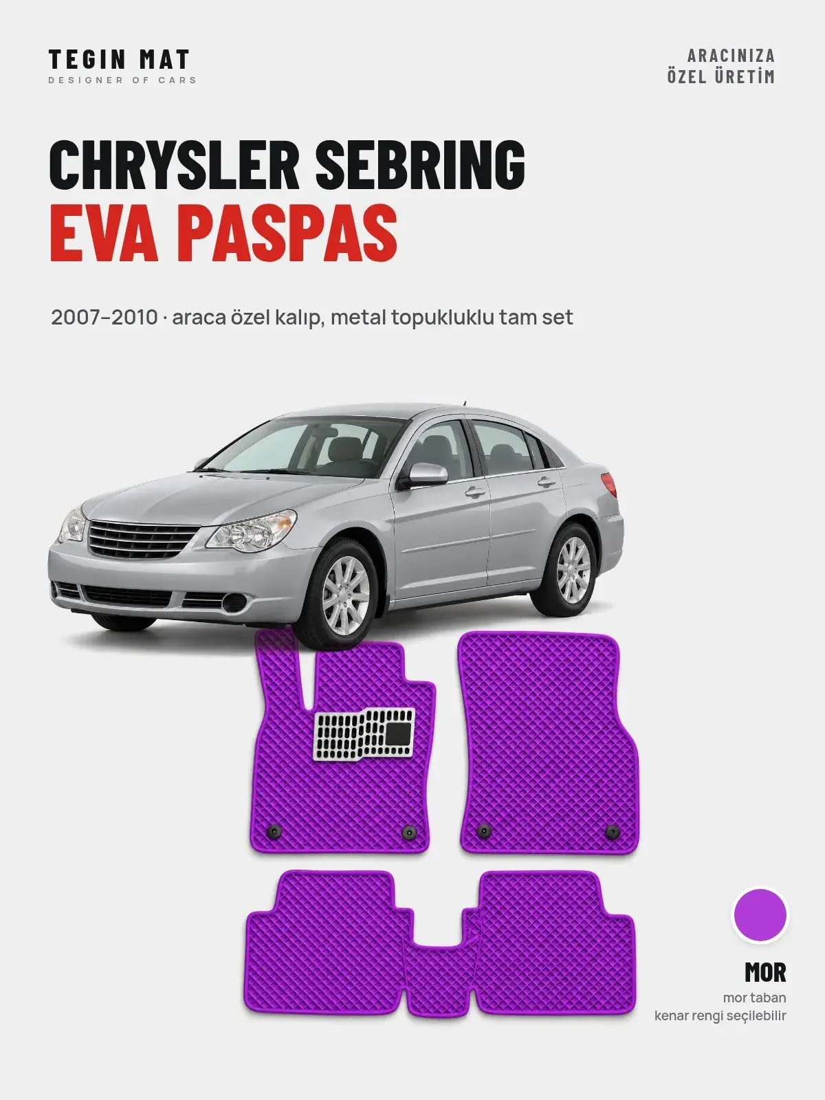 Chrysler Sebring EVA Oto Paspas Tam Set (2007–2010) Mor – Araca Özel Kalıp (1)