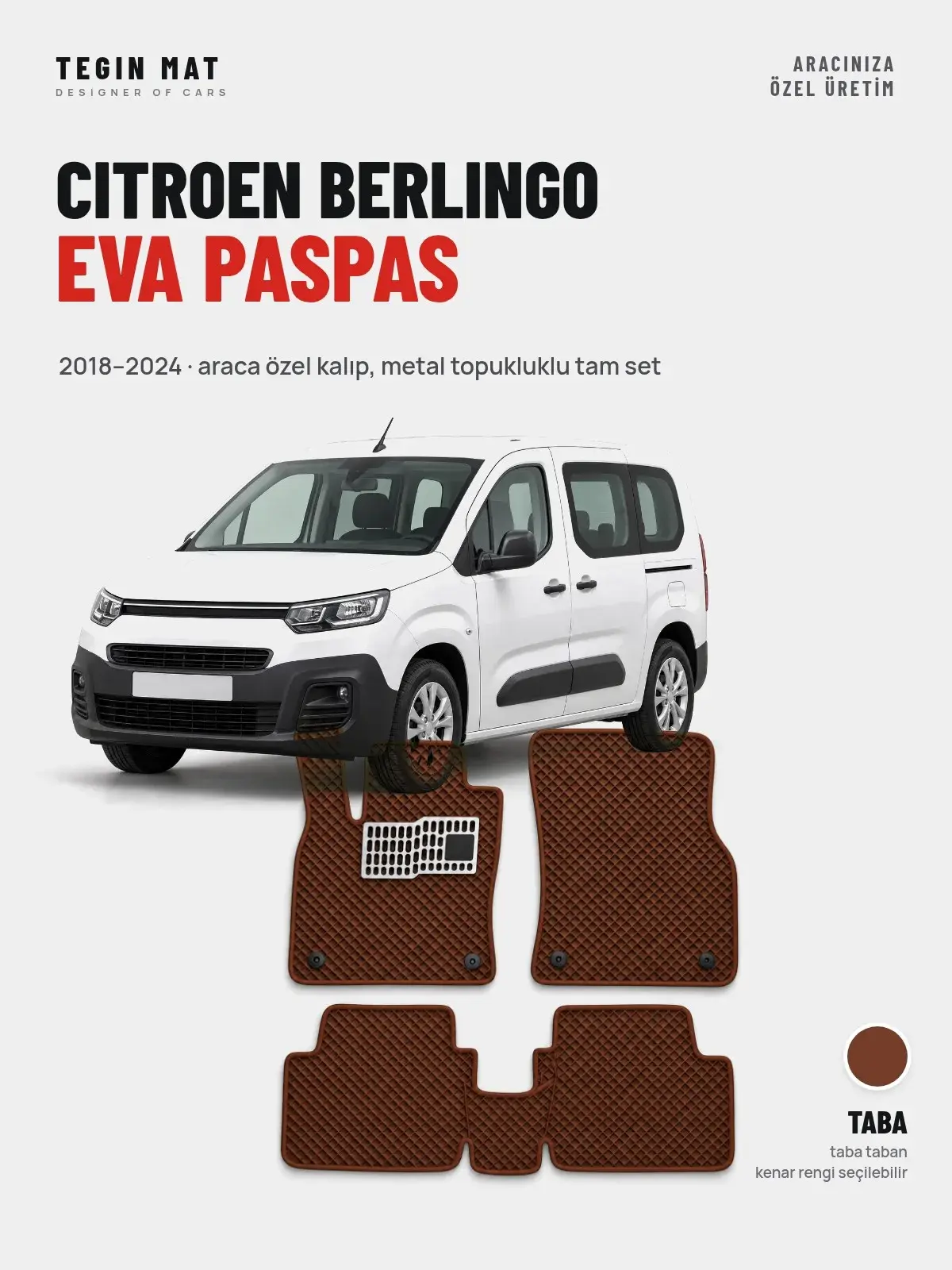 Citroen Berlingo EVA Oto Paspas Tam Set (2018–2024) Taba – Araca Özel Kalıp (1)