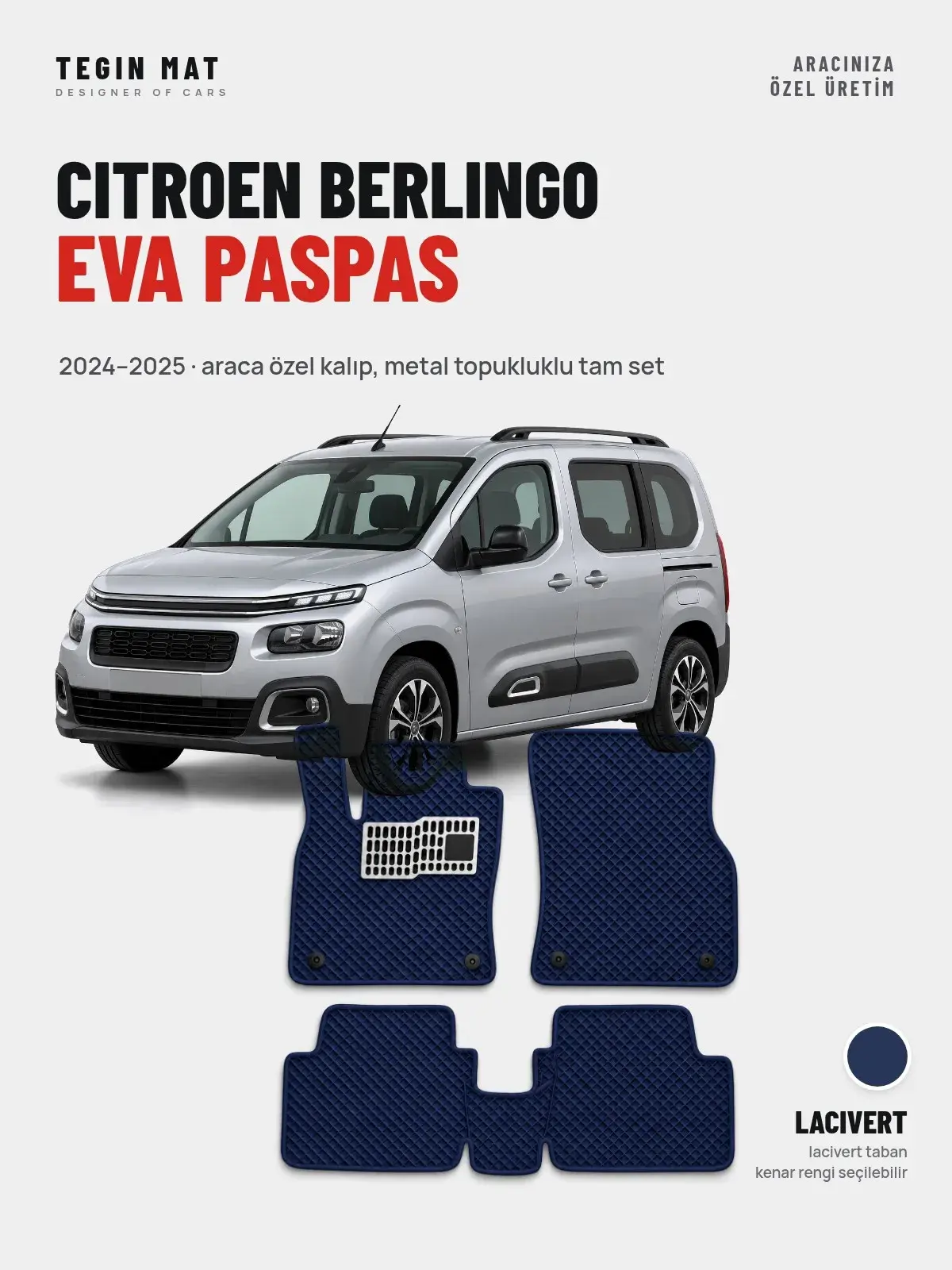 Citroen Berlingo EVA Oto Paspas Tam Set (2024–2025) Lacivert – Araca Özel Kalıp (1)