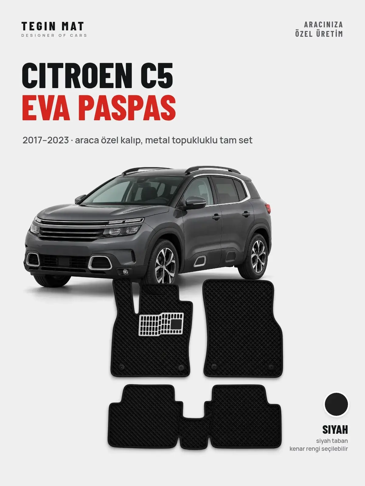 Citroen C5 EVA Oto Paspas Tam Set (2017–2023) Siyah – Araca Özel Kalıp (1)