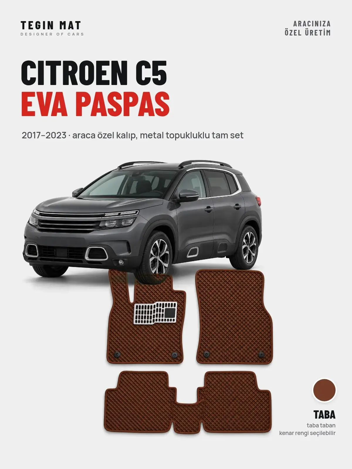 Citroen C5 EVA Oto Paspas Tam Set (2017–2023) Taba – Araca Özel Kalıp (1)