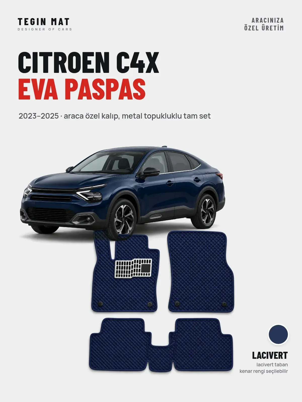 Citroen C4X EVA Oto Paspas Tam Set (2023–2025) Lacivert – Araca Özel Kalıp (1)