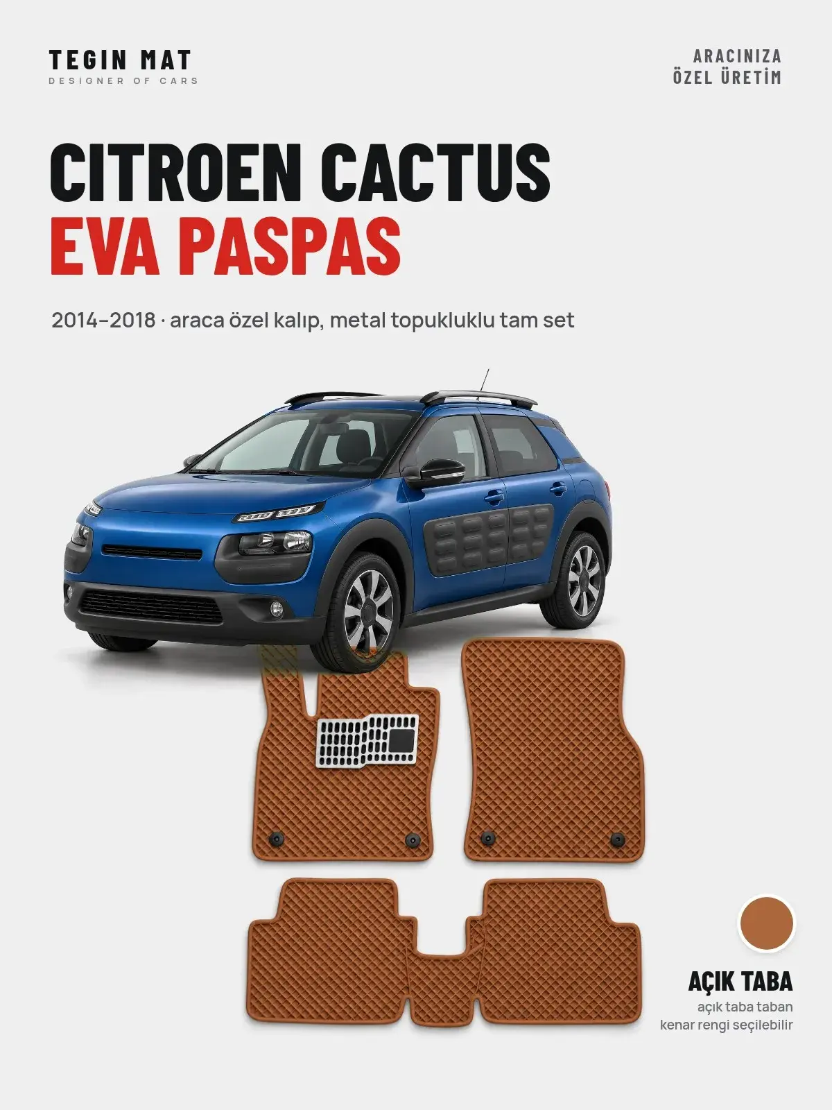 Citroen Cactus EVA Oto Paspas Tam Set (2014–2018) Açık Taba – Araca Özel Kalıp (1)