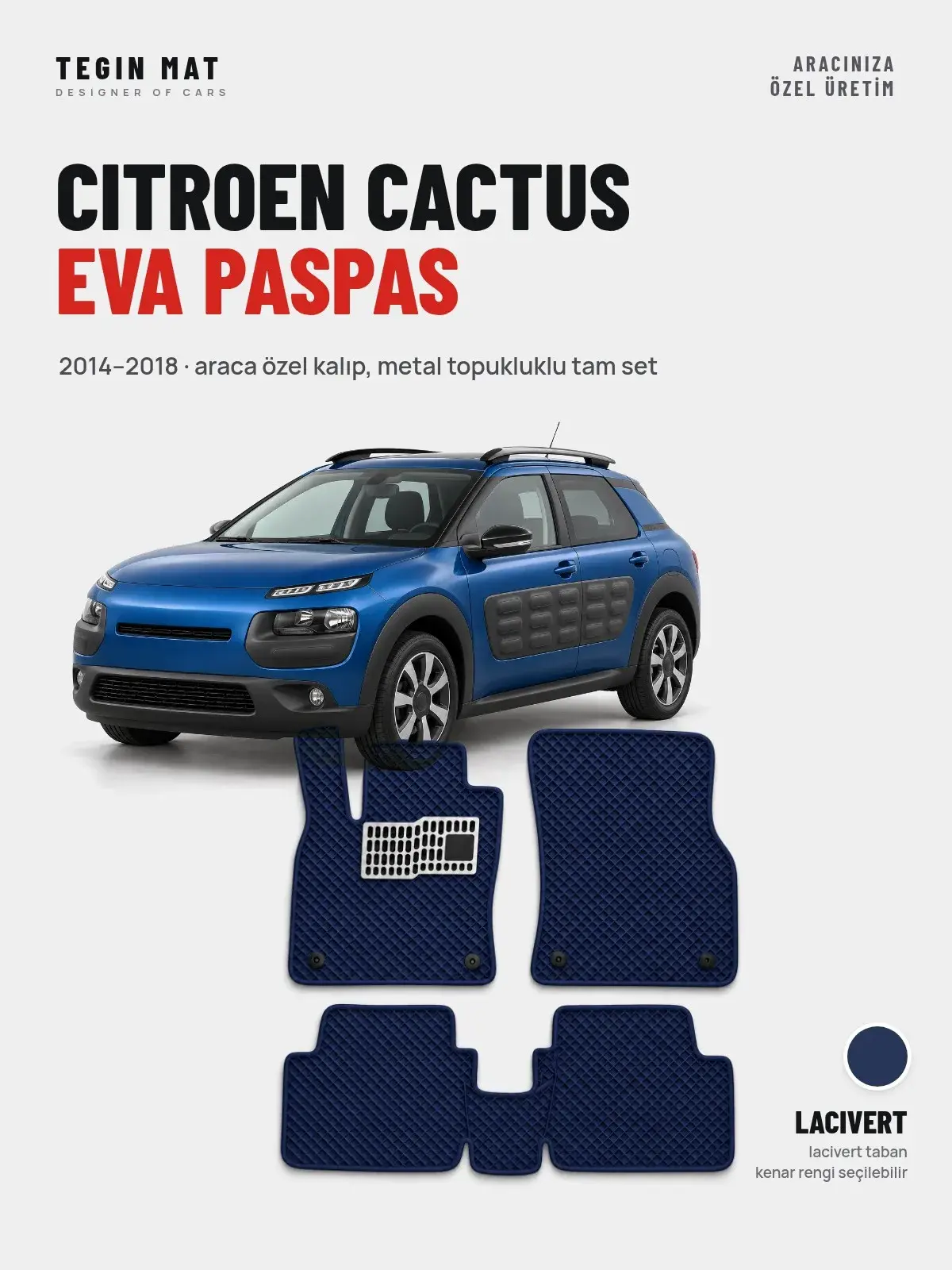 Citroen Cactus EVA Oto Paspas Tam Set (2014–2018) Lacivert – Araca Özel Kalıp (1)