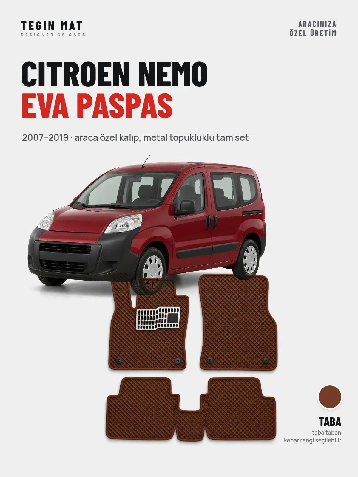 Citroen Nemo EVA Oto Paspas Tam Set (2007–2019) Taba – Araca Özel Kalıp (1)
