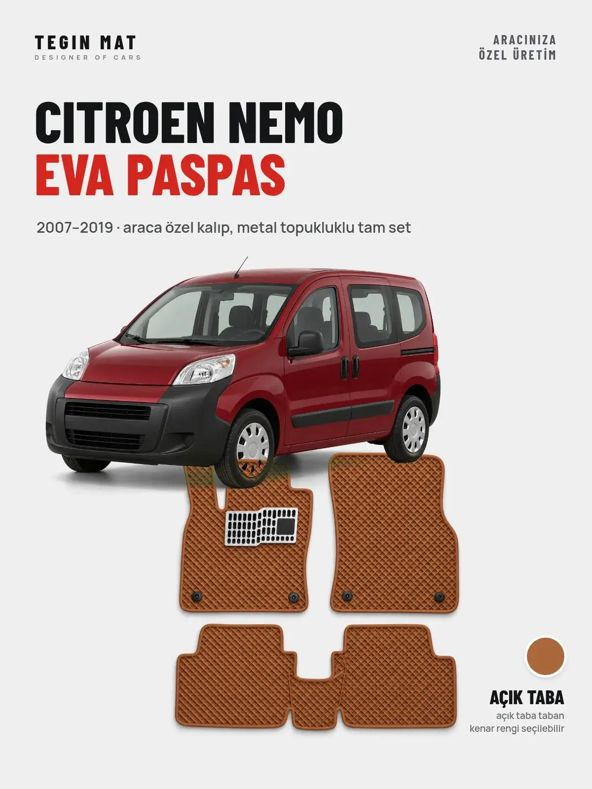 Citroen Nemo EVA Oto Paspas Tam Set (2007–2019) Açık Taba – Araca Özel Kalıp (1)