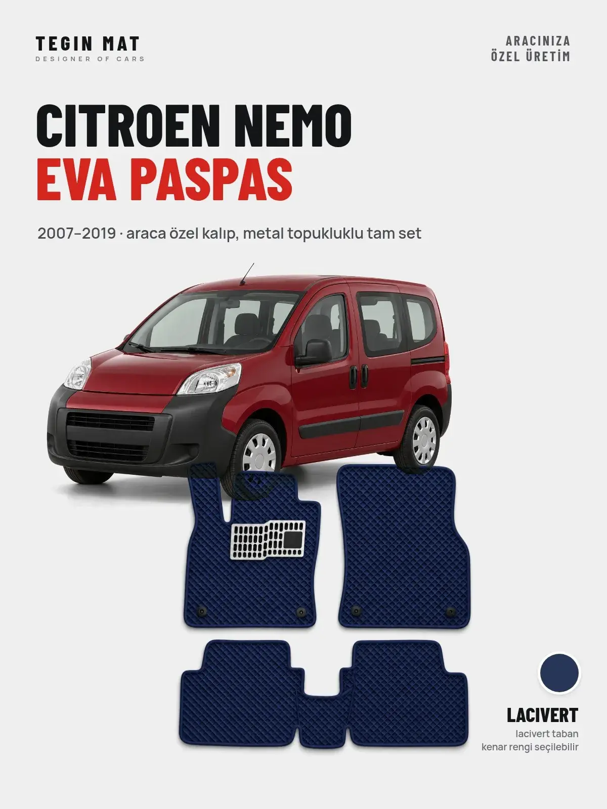 Citroen Nemo EVA Oto Paspas Tam Set (2007–2019) Lacivert – Araca Özel Kalıp (1)