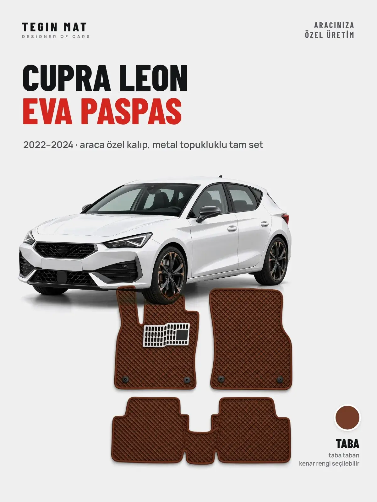 Cupra Leon EVA Oto Paspas Tam Set (2022–2024) Taba – Araca Özel Kalıp (1)